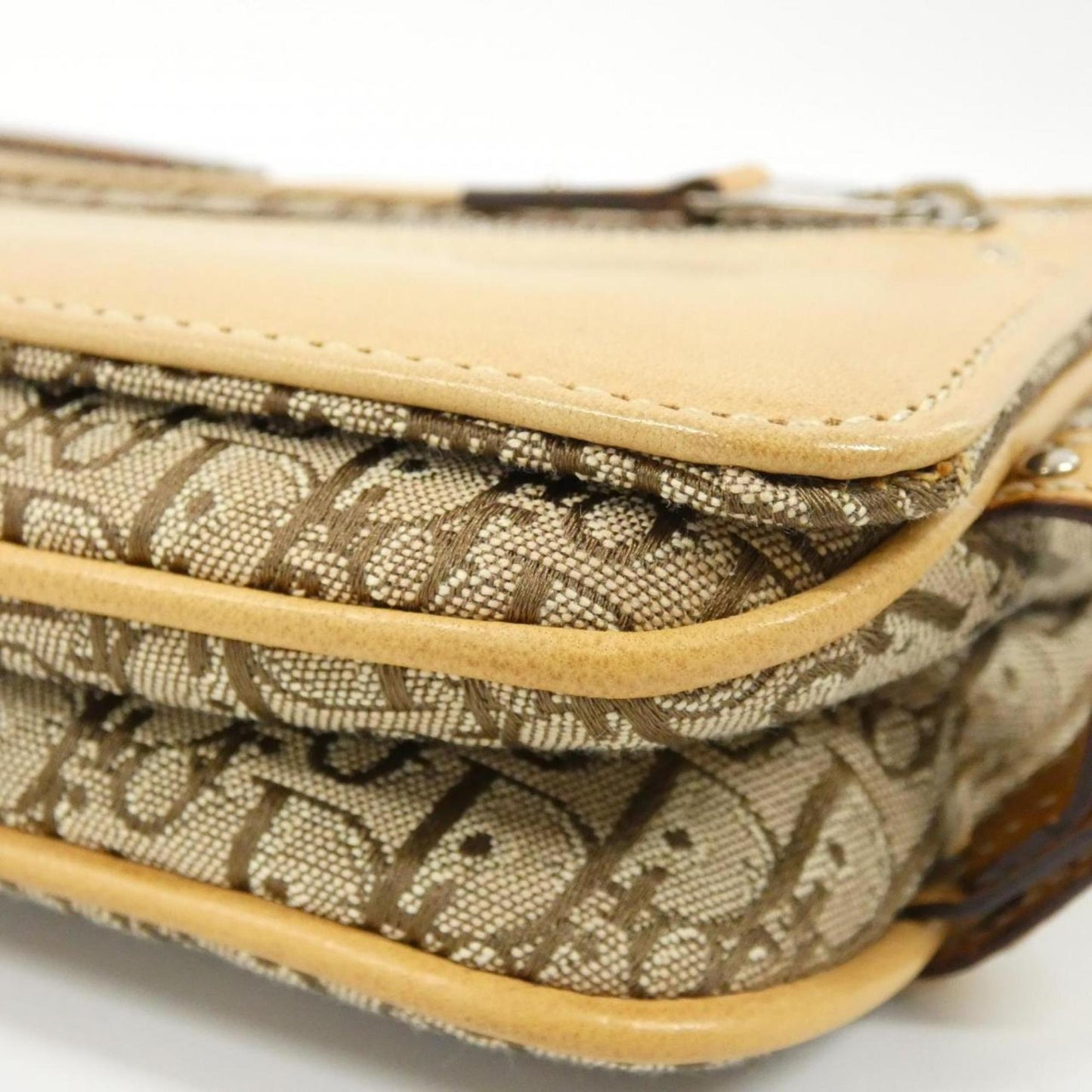 Christian Dior Beige Canvas Leather Shoulder Bag ()