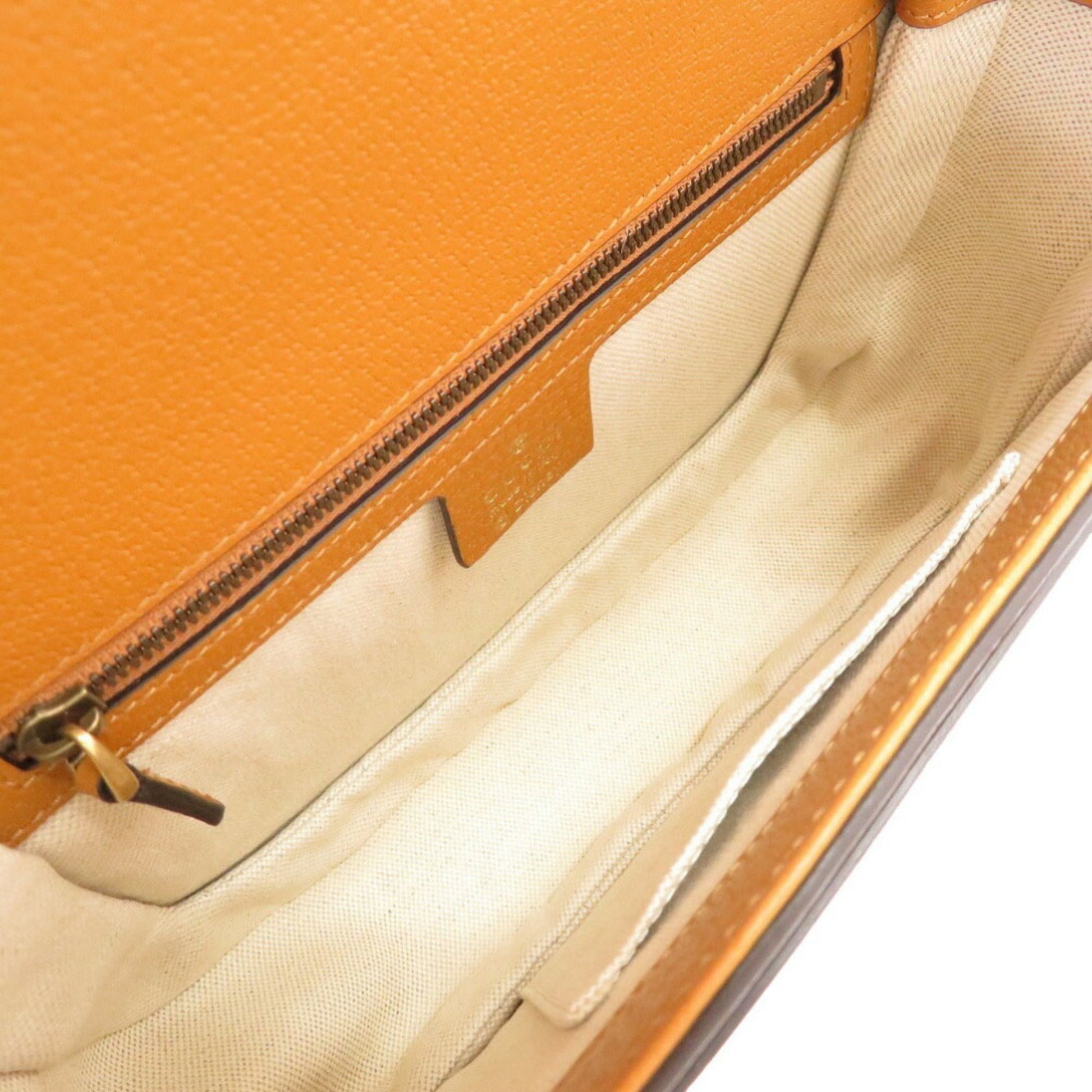 Gucci GG Supreme Brown Leather Shoulder Bag