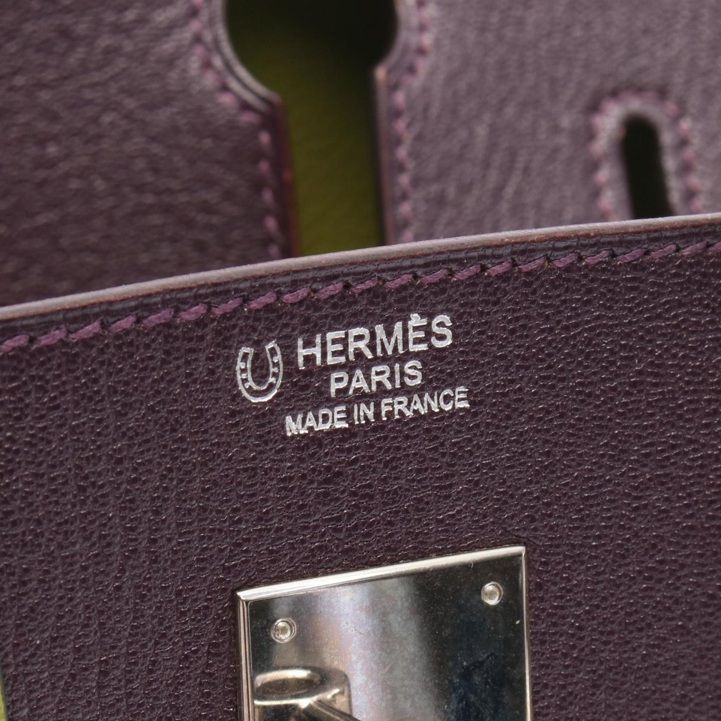 Hermes Green Purple Chevre Leather Leather Handbag ( )