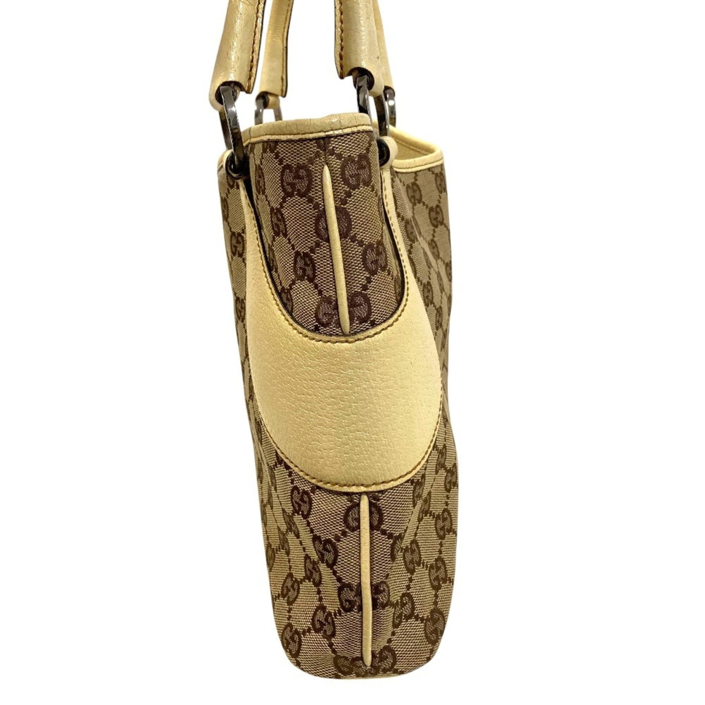 Gucci Beige Gg Canvas Leather Handbag ( )