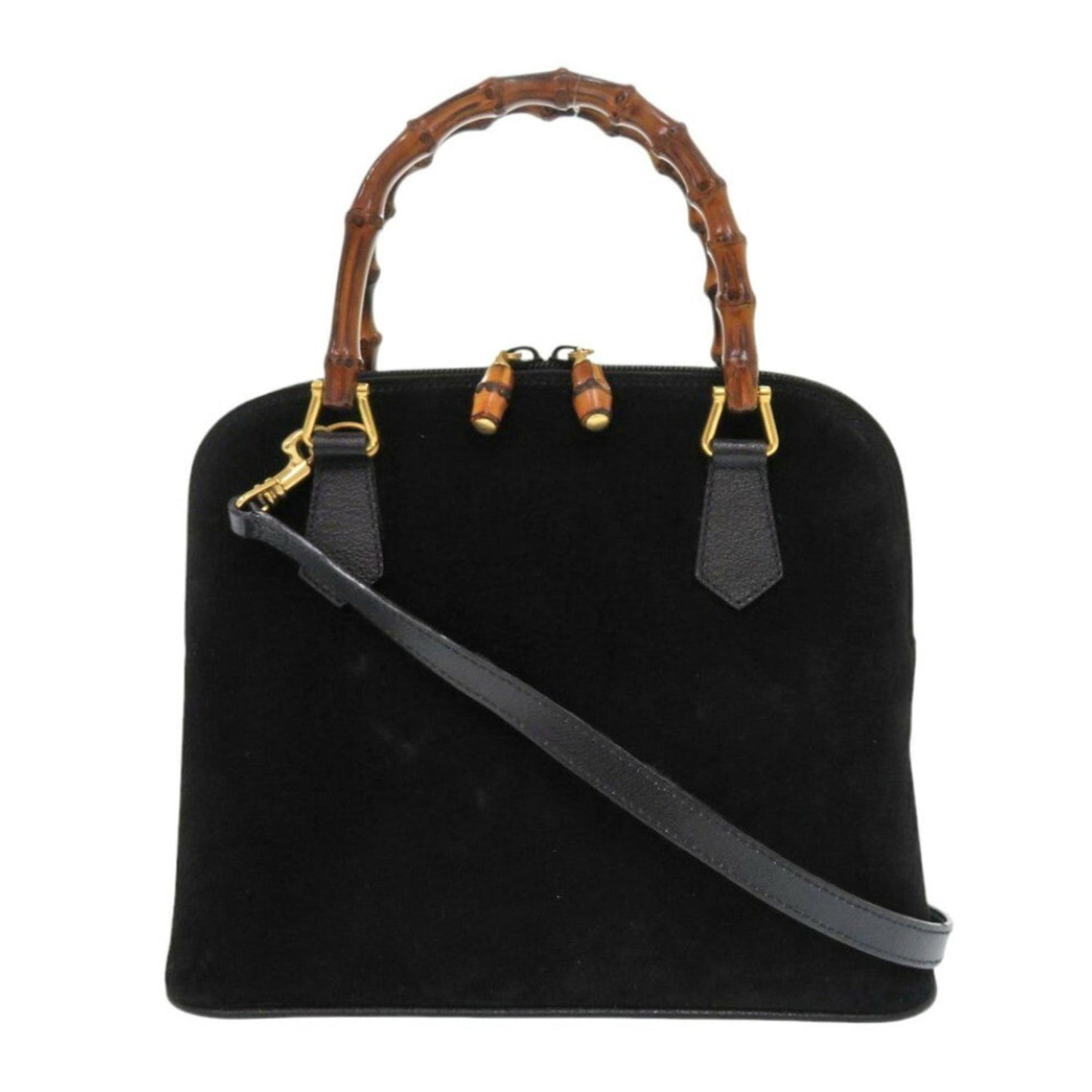 Gucci Black Bamboo Suede Handbag ( )