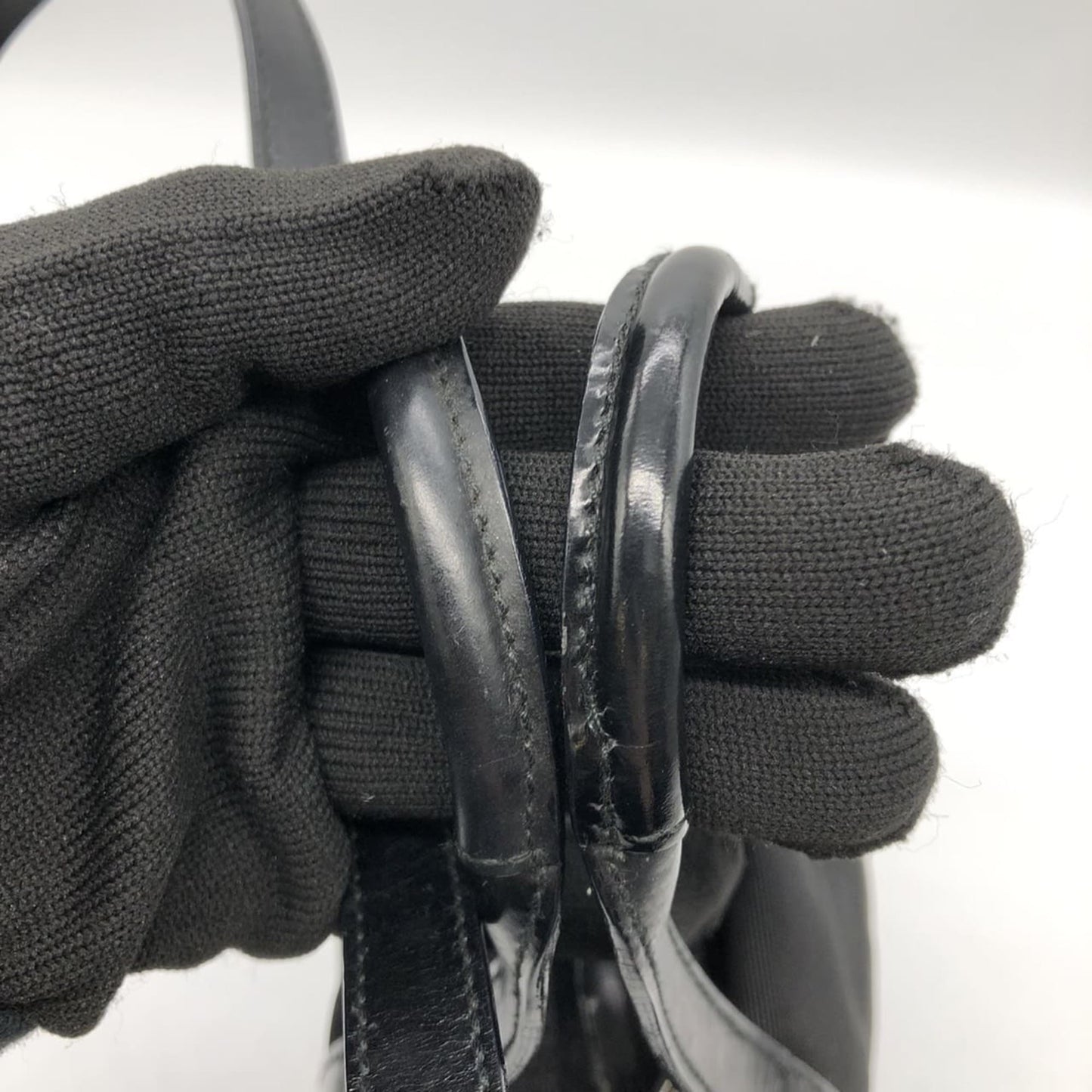 Gucci Black Canvas Leather Handbag Shoulder Bag ( )