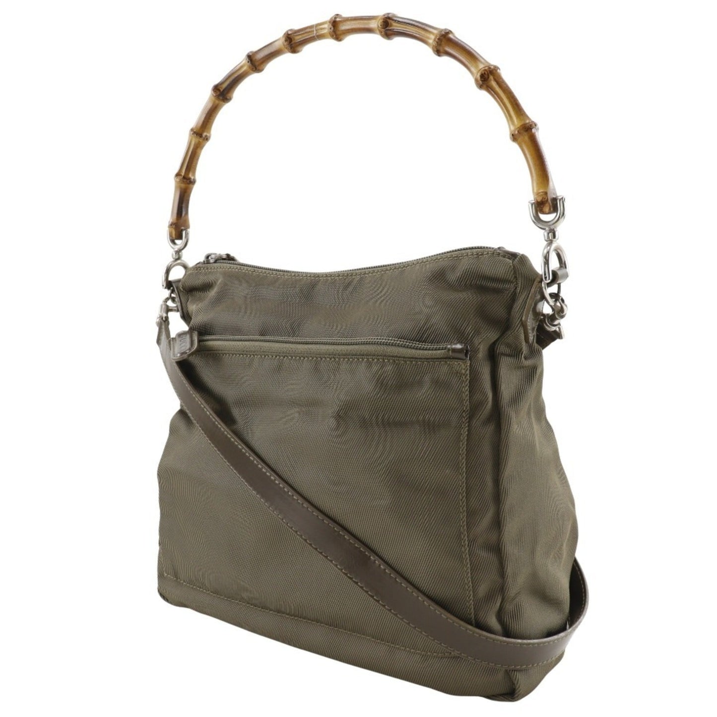 Gucci Khaki Nylon Canvas Shoulder Bag ( )