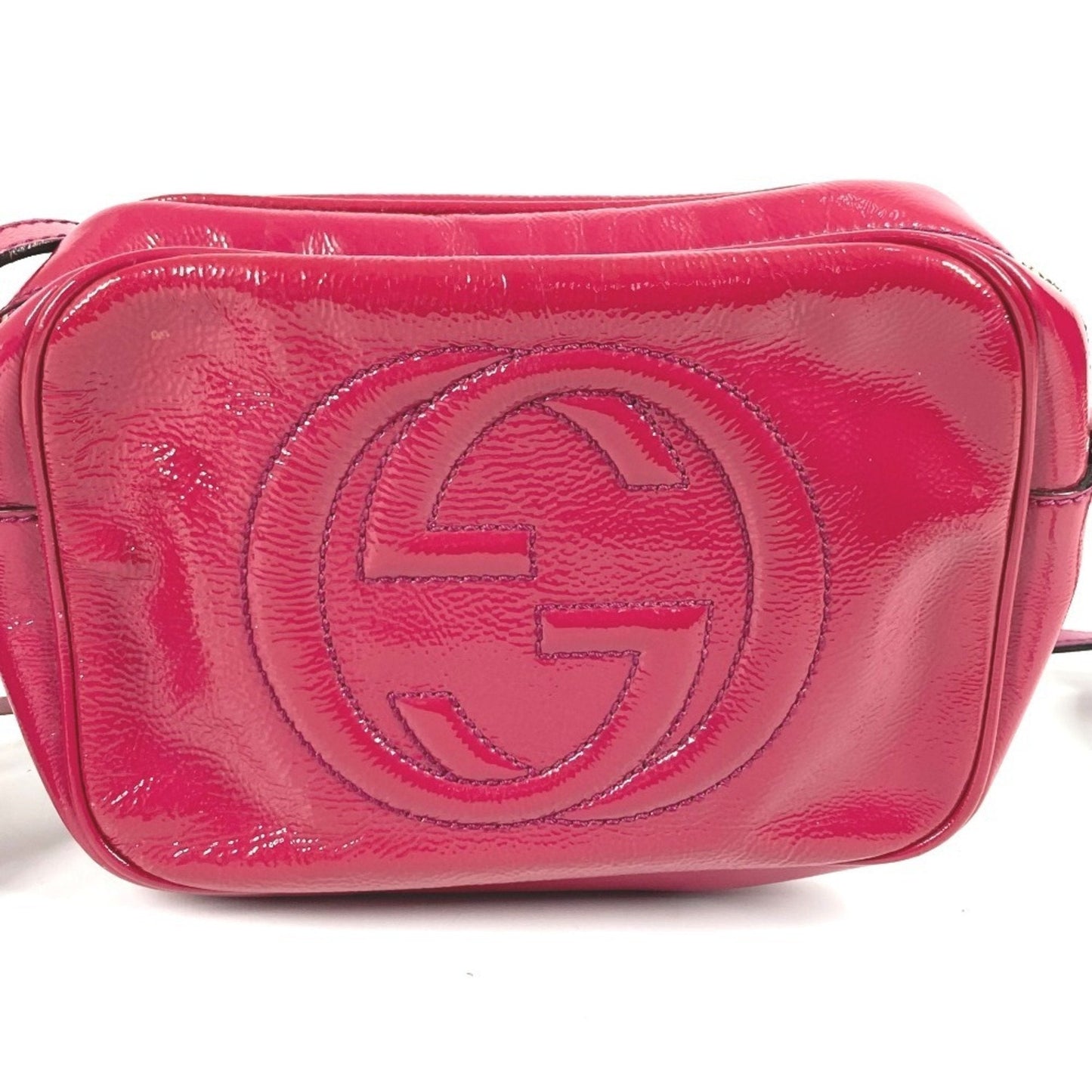 Gucci Soho Purple Patent Leather Pochette Shoulder Bag ( )