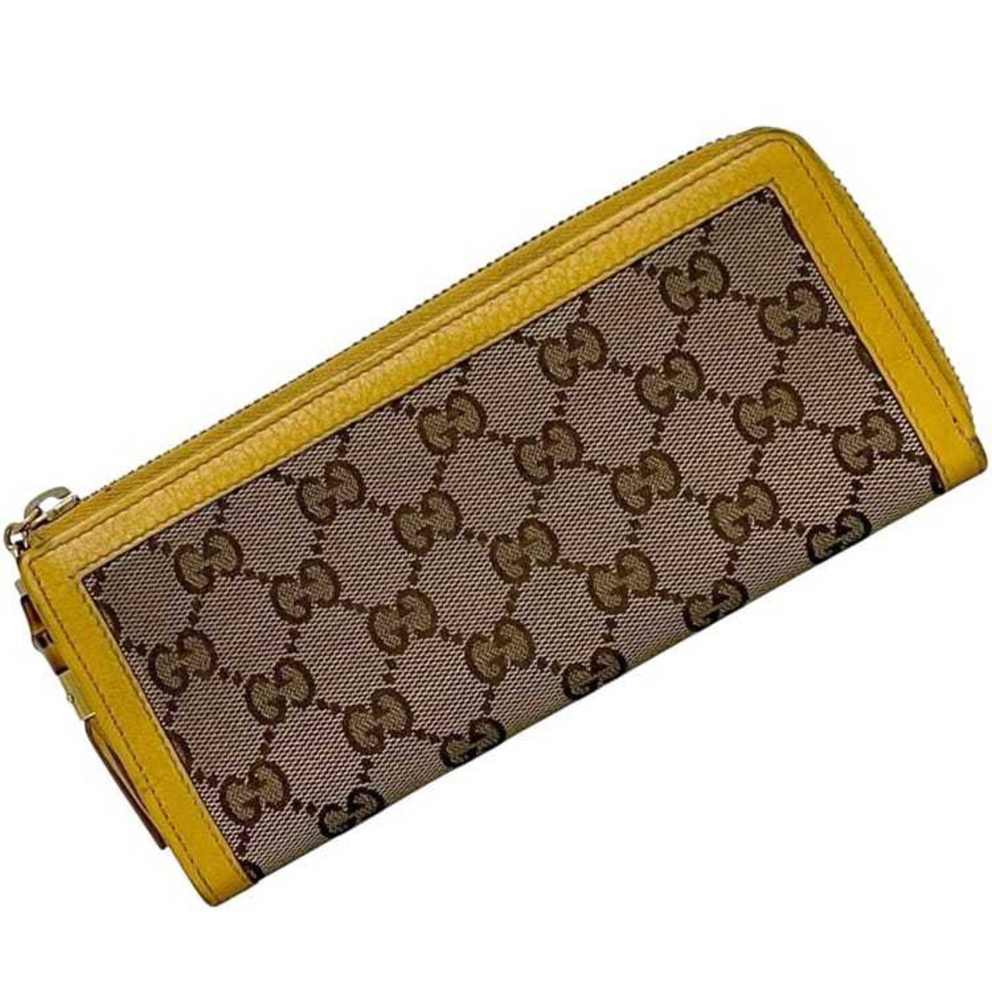 Gucci Bamboo Beige Yellow Gg Canvas Bamboo Long Wallet (Bi-Fold) ( )