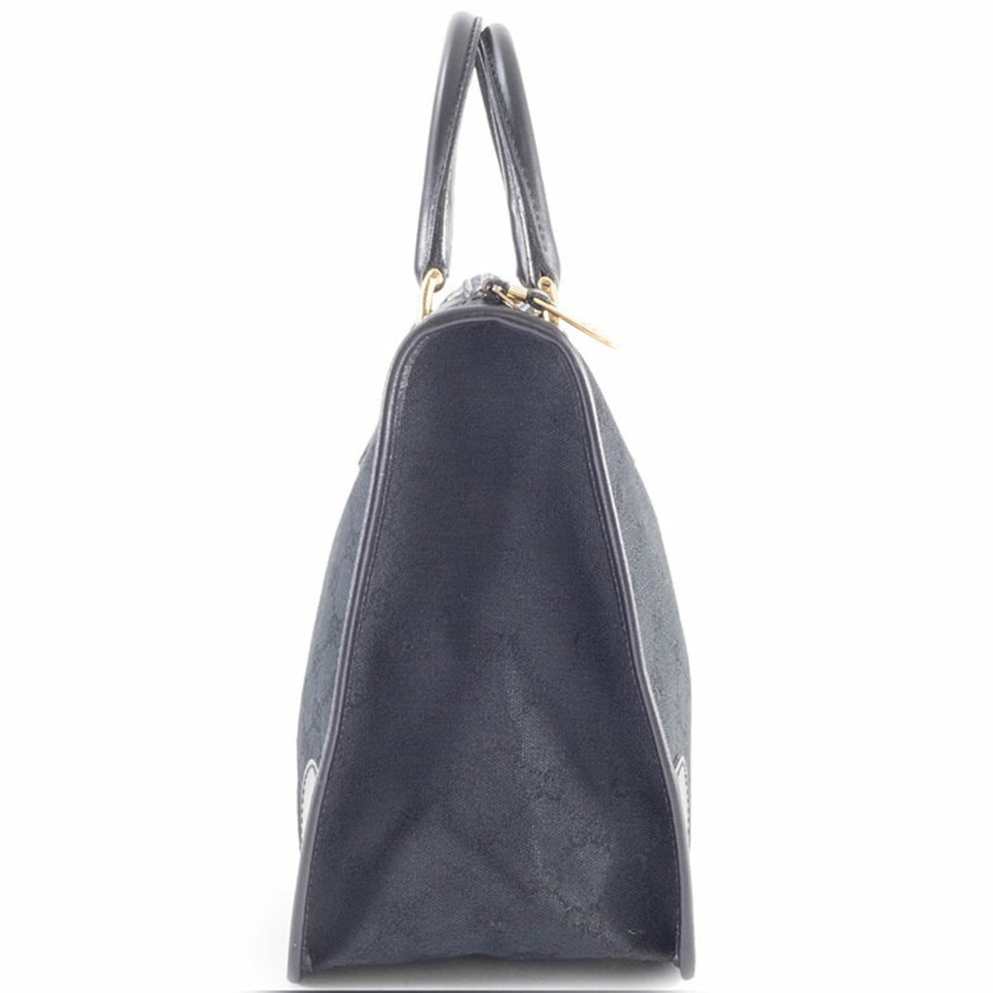 Gucci Black Gg Canvas Leather Handbag ( )