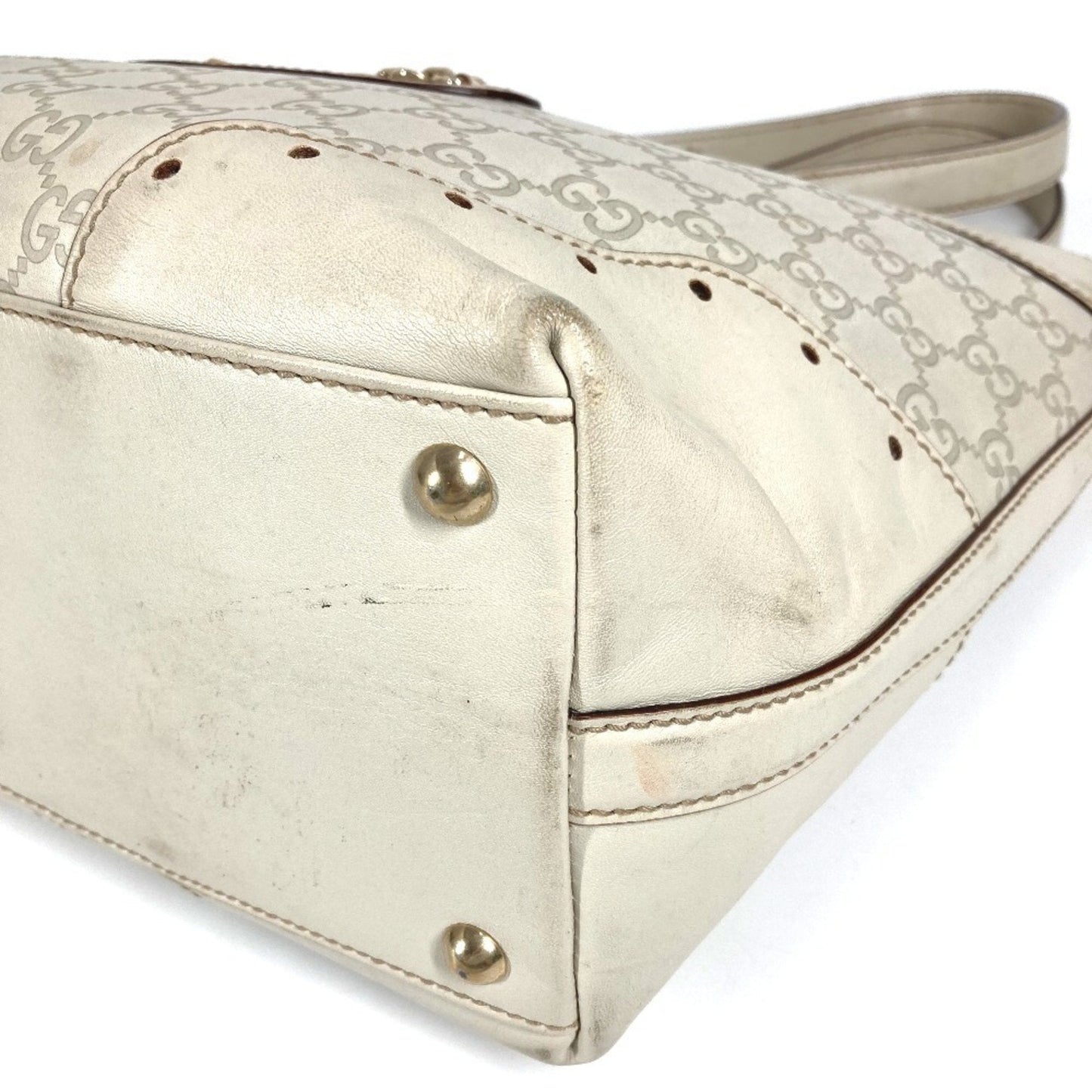 Gucci Off-White Leather Shoulder Bag Tote Bag ( )