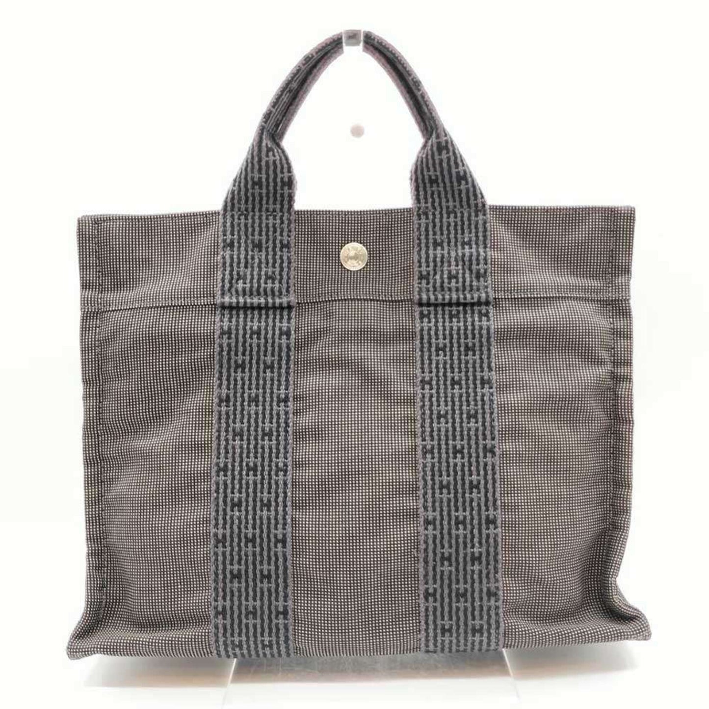 Hermes Her Line Gray Canvas Handbag Tote Bag ( )