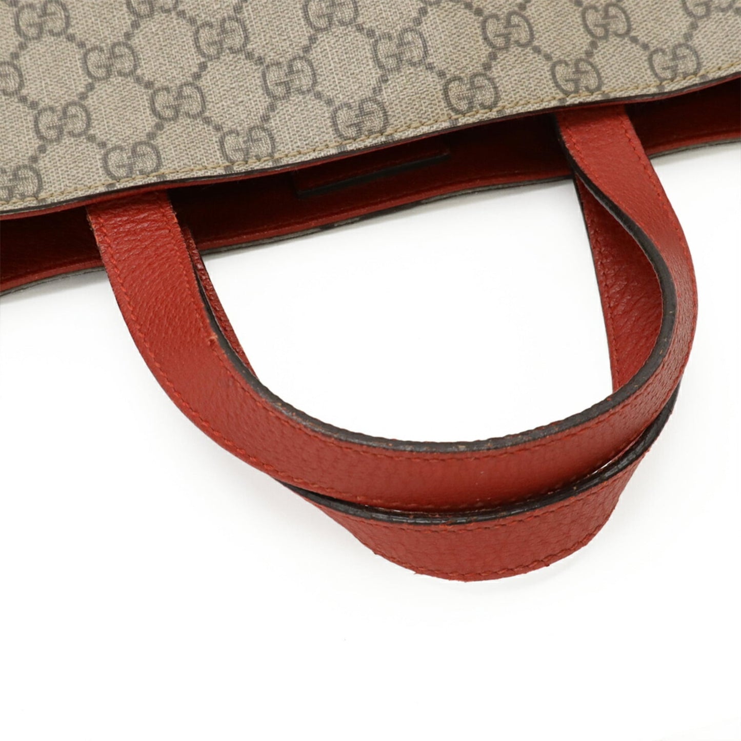 Gucci Beige Pink Red Color Gg Supreme Canvas Leather Shoulder Bag Tote Bag ( )