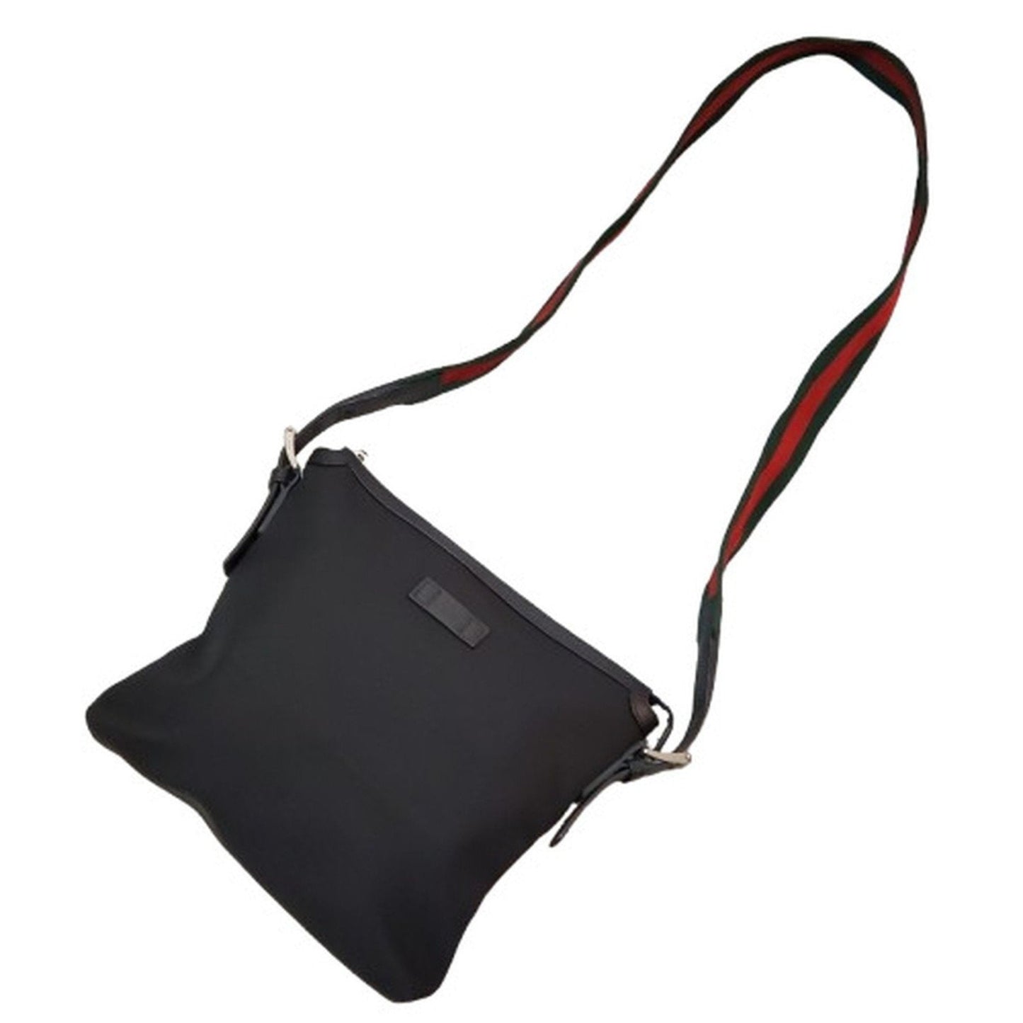 Gucci Sherry Line Black Canvas Leather Shoulder Bag ( )