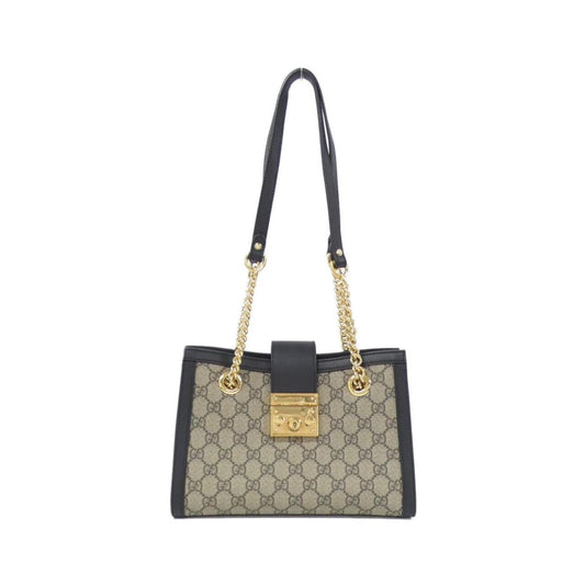 Gucci Beige Black Gg Supreme Leather Shoulder Bag ( )
