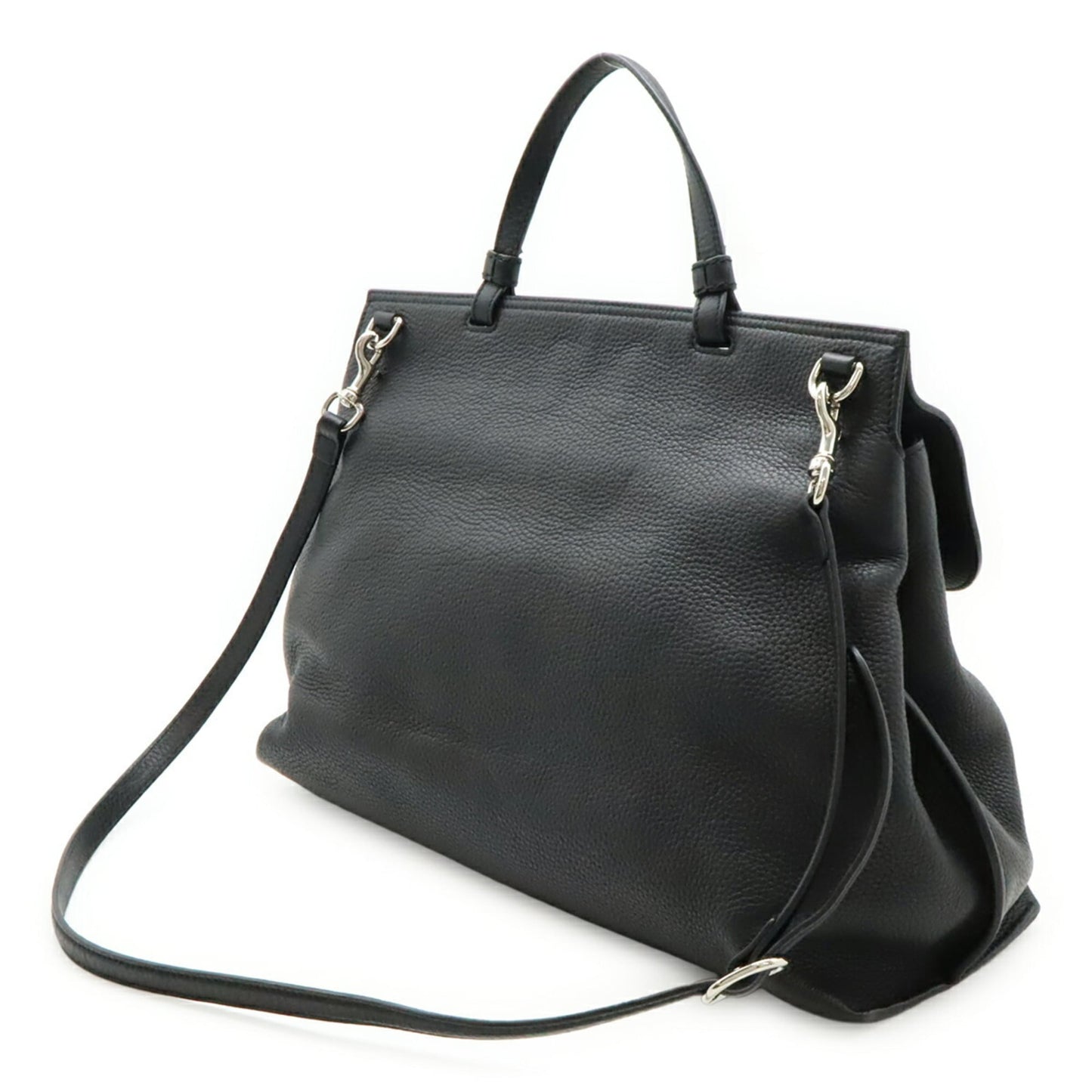 Gucci Black Bamboo Leather Handbag Shoulder Bag ( )