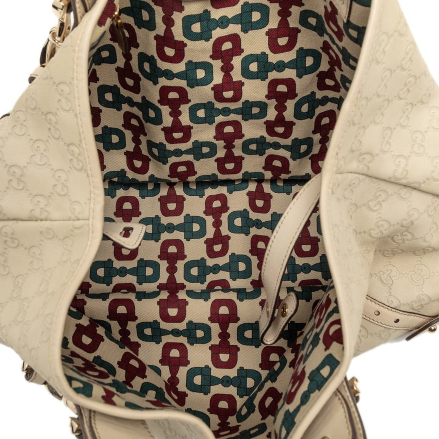 Gucci Beige Ivory Straw Leather Handbag Tote Bag ( )