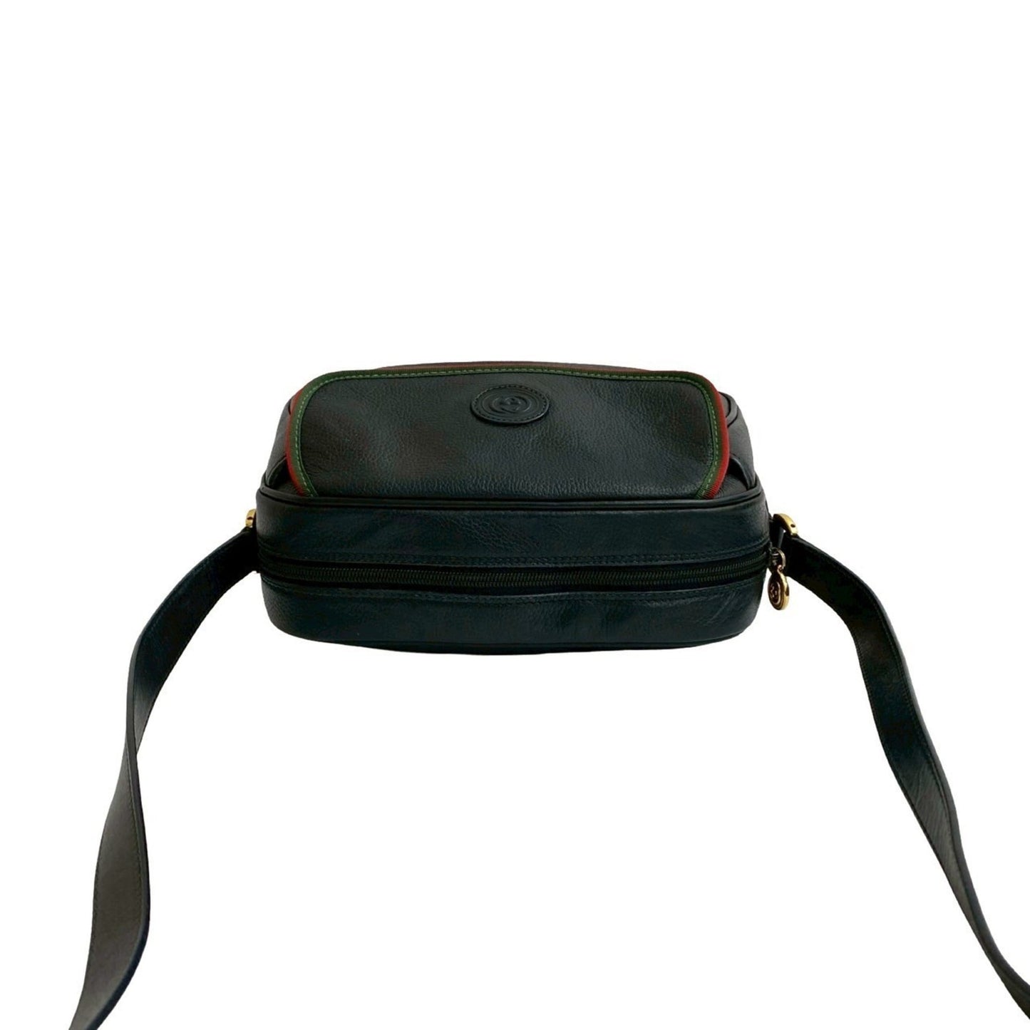 Gucci Black Green Red Color Leather Pochette Shoulder Bag ( )