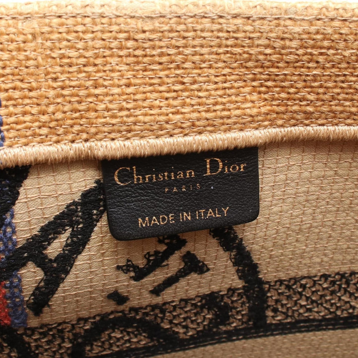 Christian Dior Black Brown Multi-Color Raffia Tote Bag ()