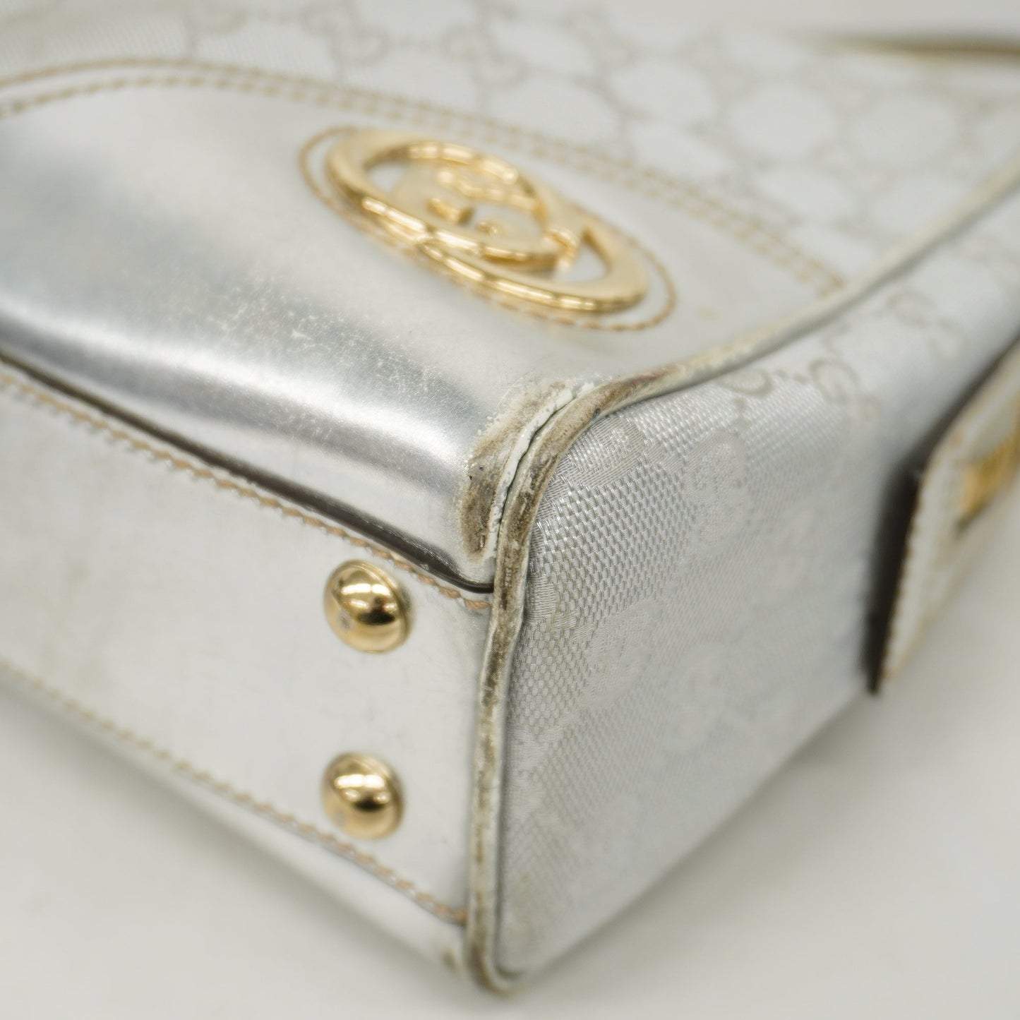 GUCCI Auth  GG Canvas Tote Bag 169971 Women's Tote Bag Silver