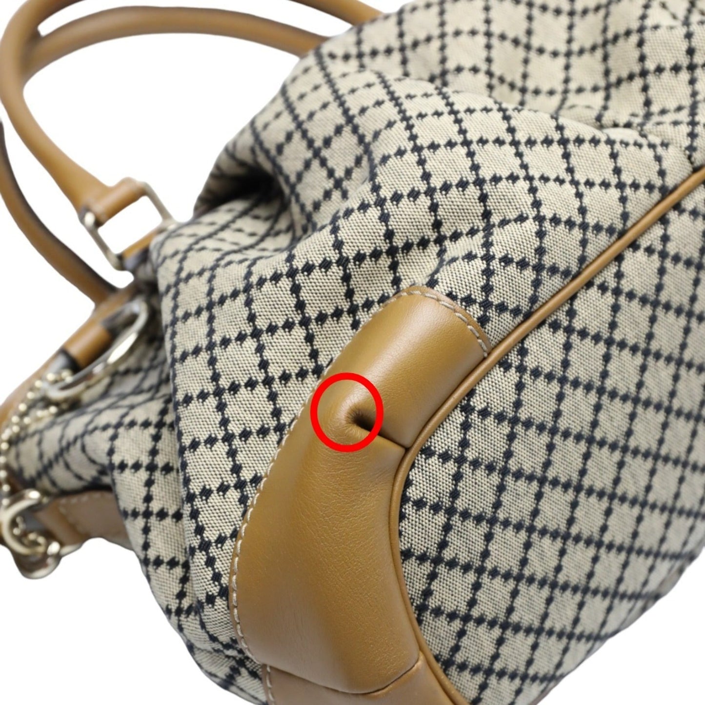 Gucci Beige Brown Canvas Shoulder Bag Tote Bag ( )