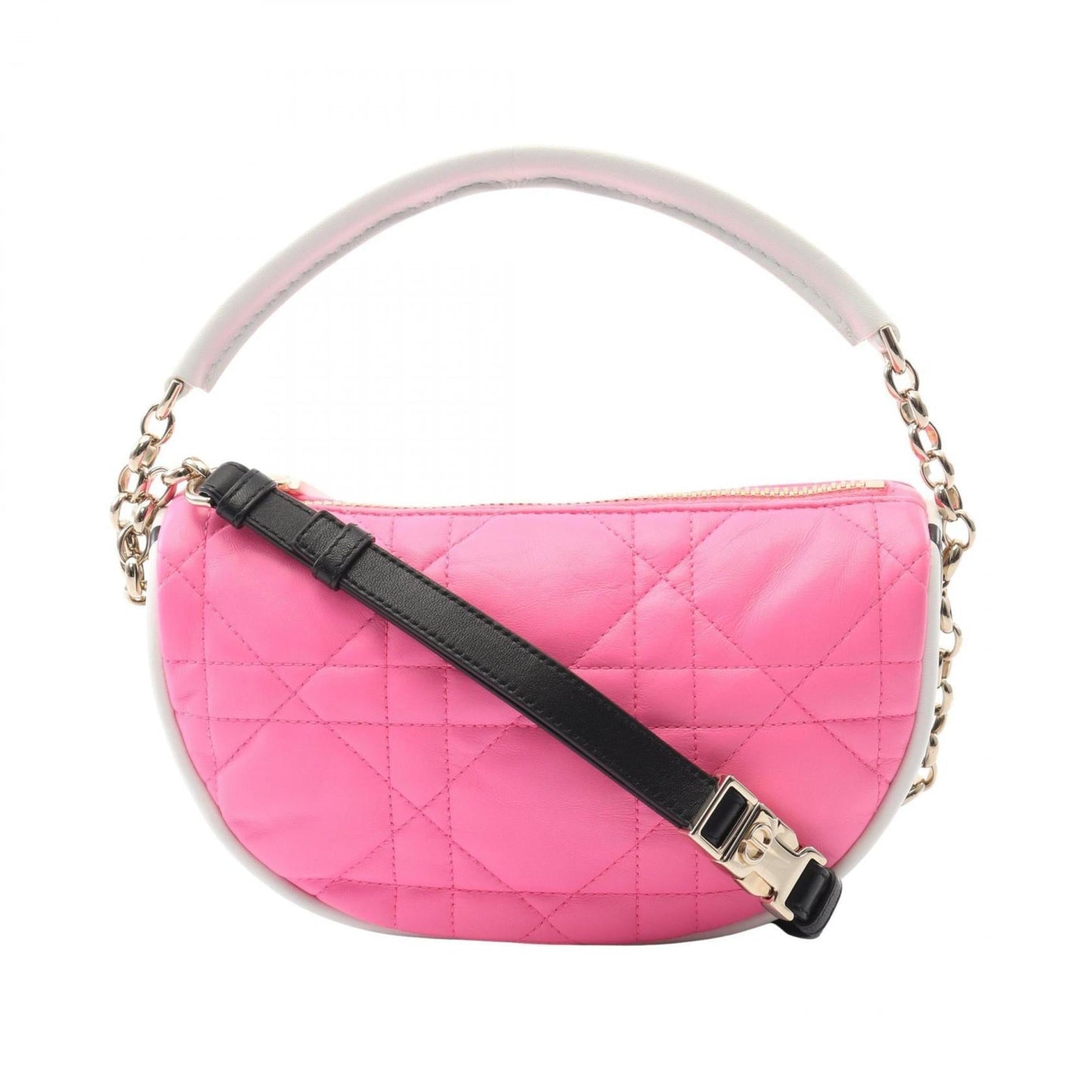 Christian Dior Black Pink White Leather Shoulder Bag ()