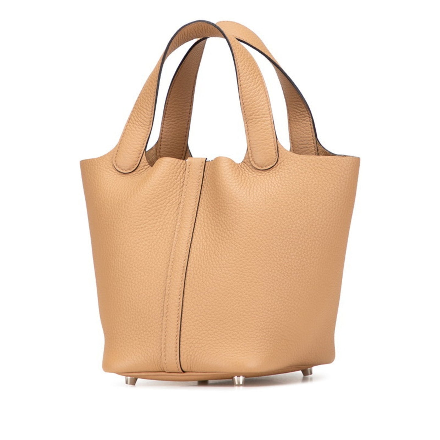 Hermes Picotin Silver Taurillon Clemence Leather Handbag ( )