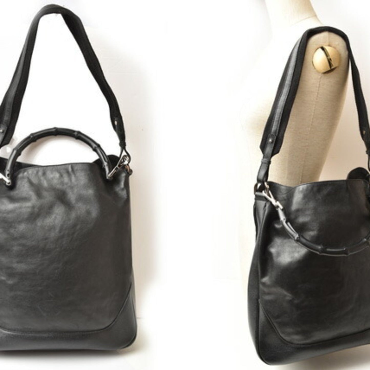 Gucci Black Leather Handbag Shoulder Bag ( )