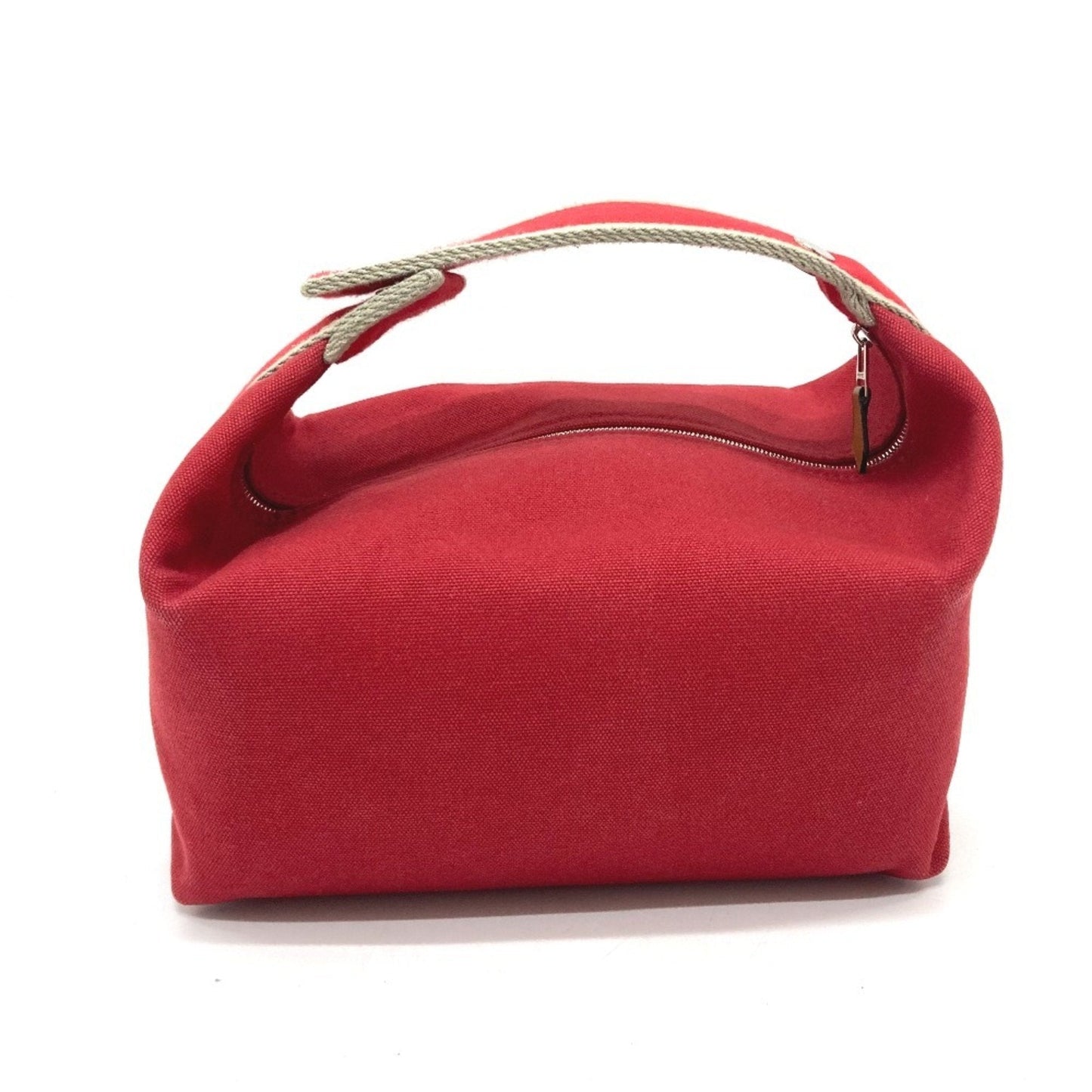 Hermes Red Color Canvas Handbag Shoulder Bag Vanity Bag ( )
