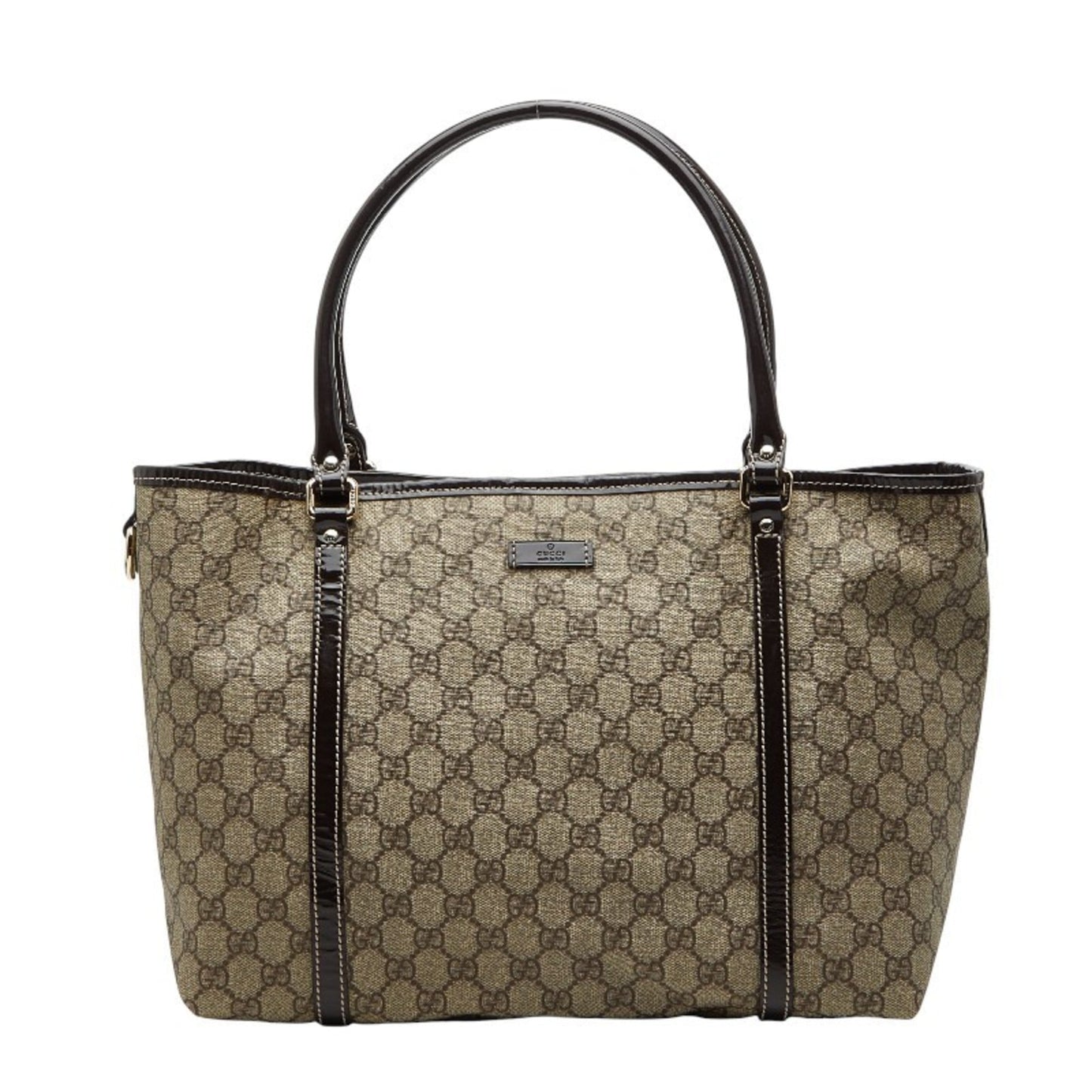 Gucci Beige Brown Pvc Leather Handbag Tote Bag ( )