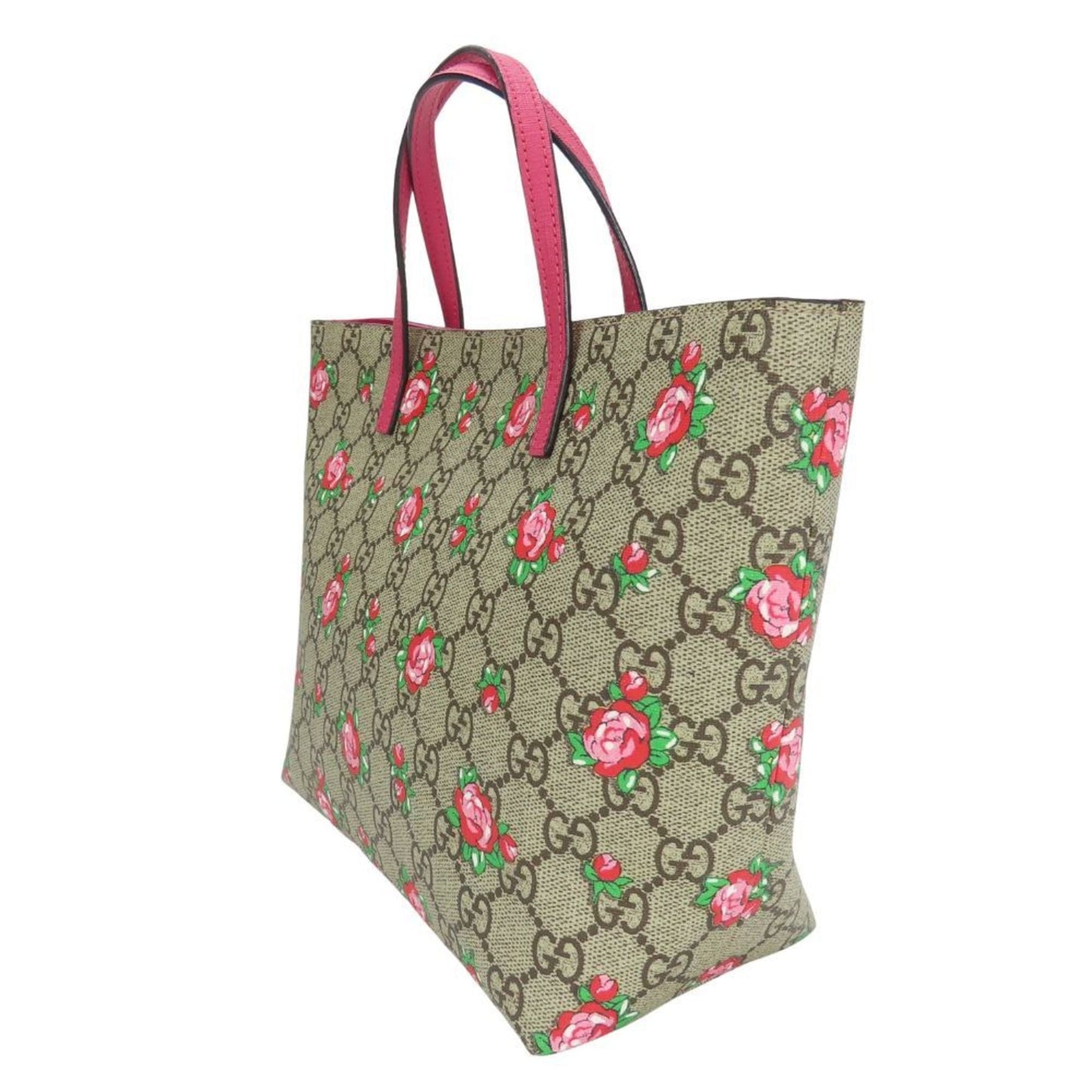 Gucci Beige Rose Pink Gg Supreme Leather Tote Bag ( )