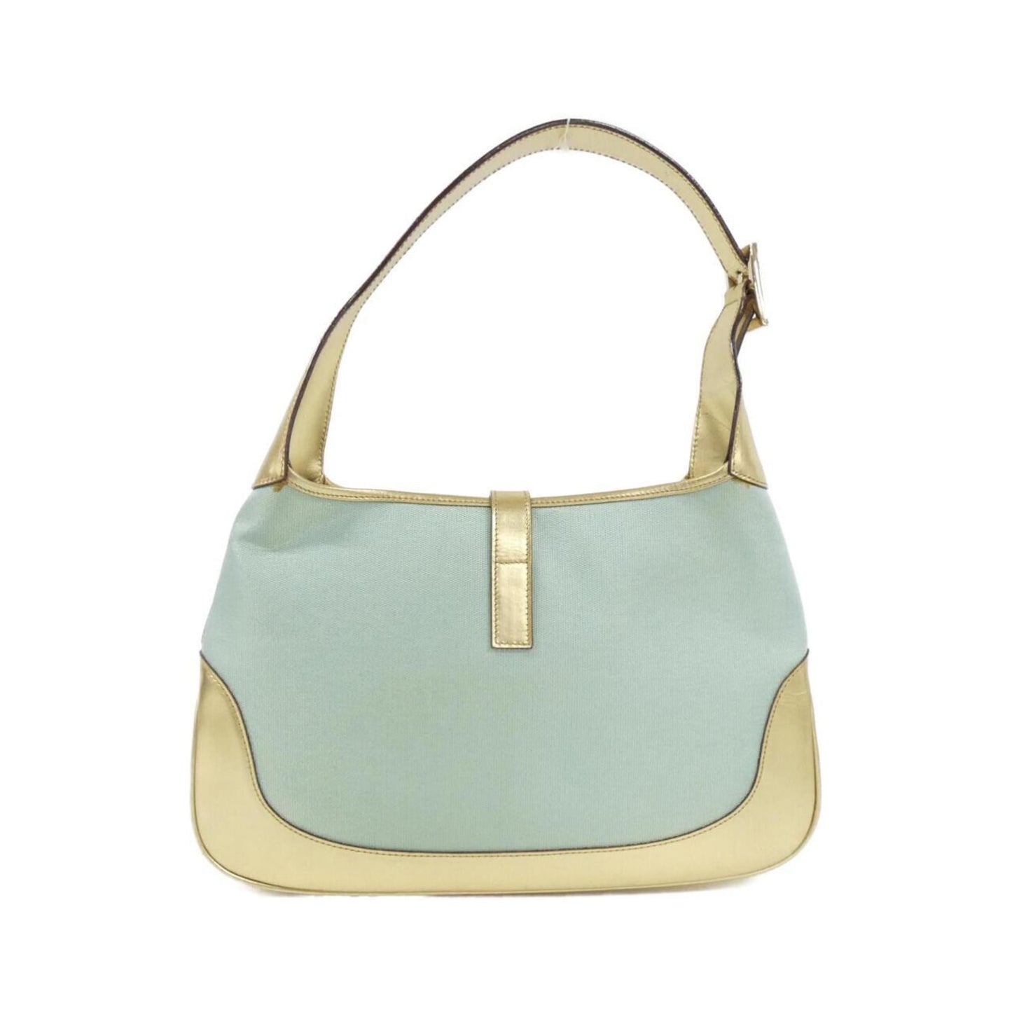 Gucci Gold Light Blue Canvas Leather Shoulder Bag ( )