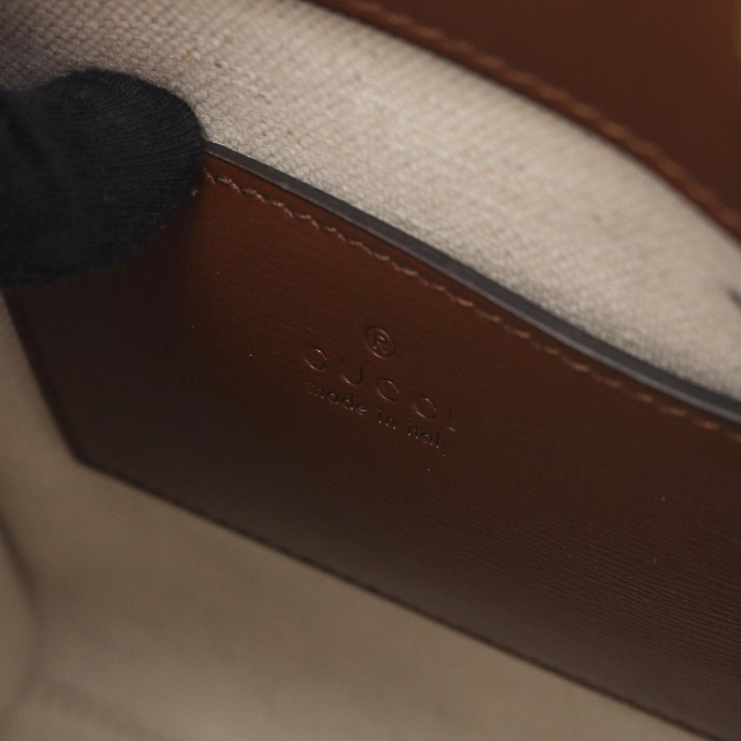 Gucci Beige Brown Coated Canvas Leather Handbag ( )
