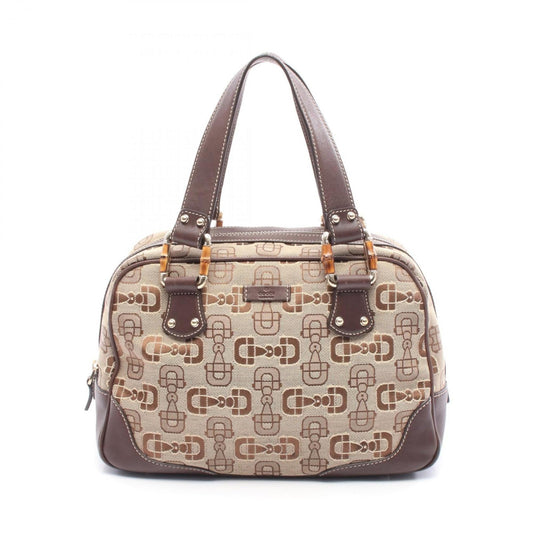 Gucci Beige Brown Canvas Leather Boston Bag Handbag ( )