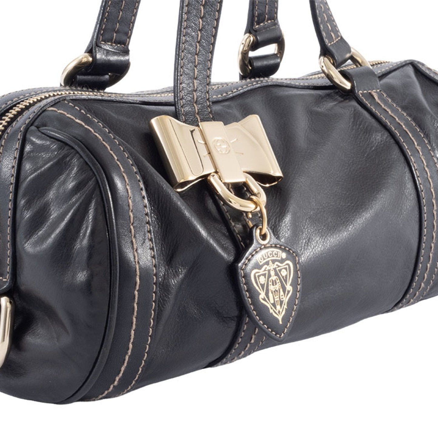 Gucci Hysteria Black Leather Boston Bag ( )