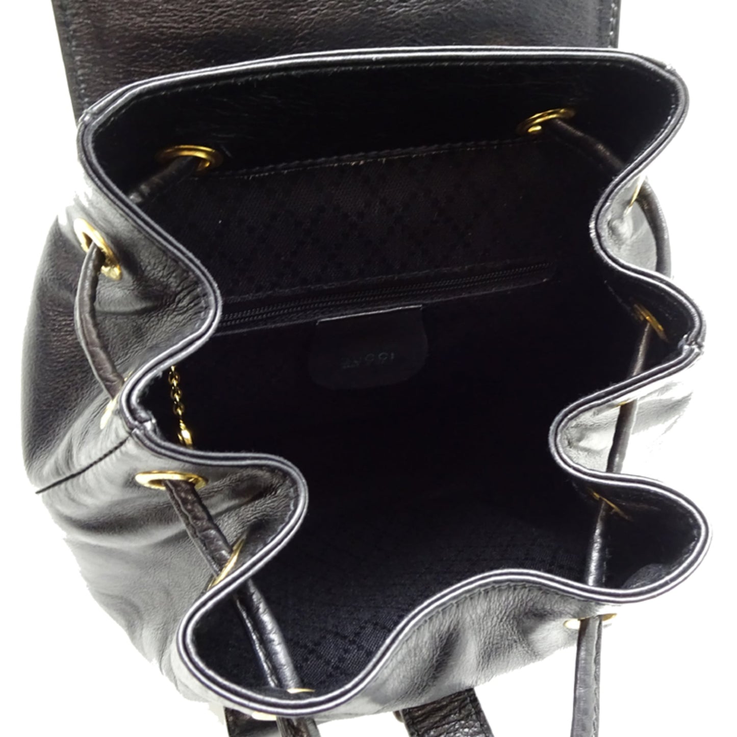 Gucci Black Leather Bamboo Backpack ( )