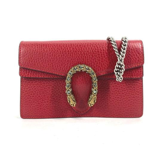 Gucci Red Color Leather Clutch Bag Pouch Shoulder Bag ( )
