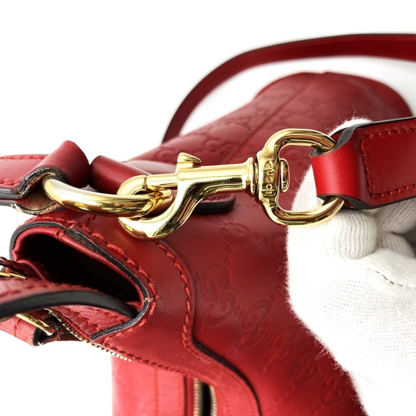 Gucci Red Color Leather Handbag Shoulder Bag ( )