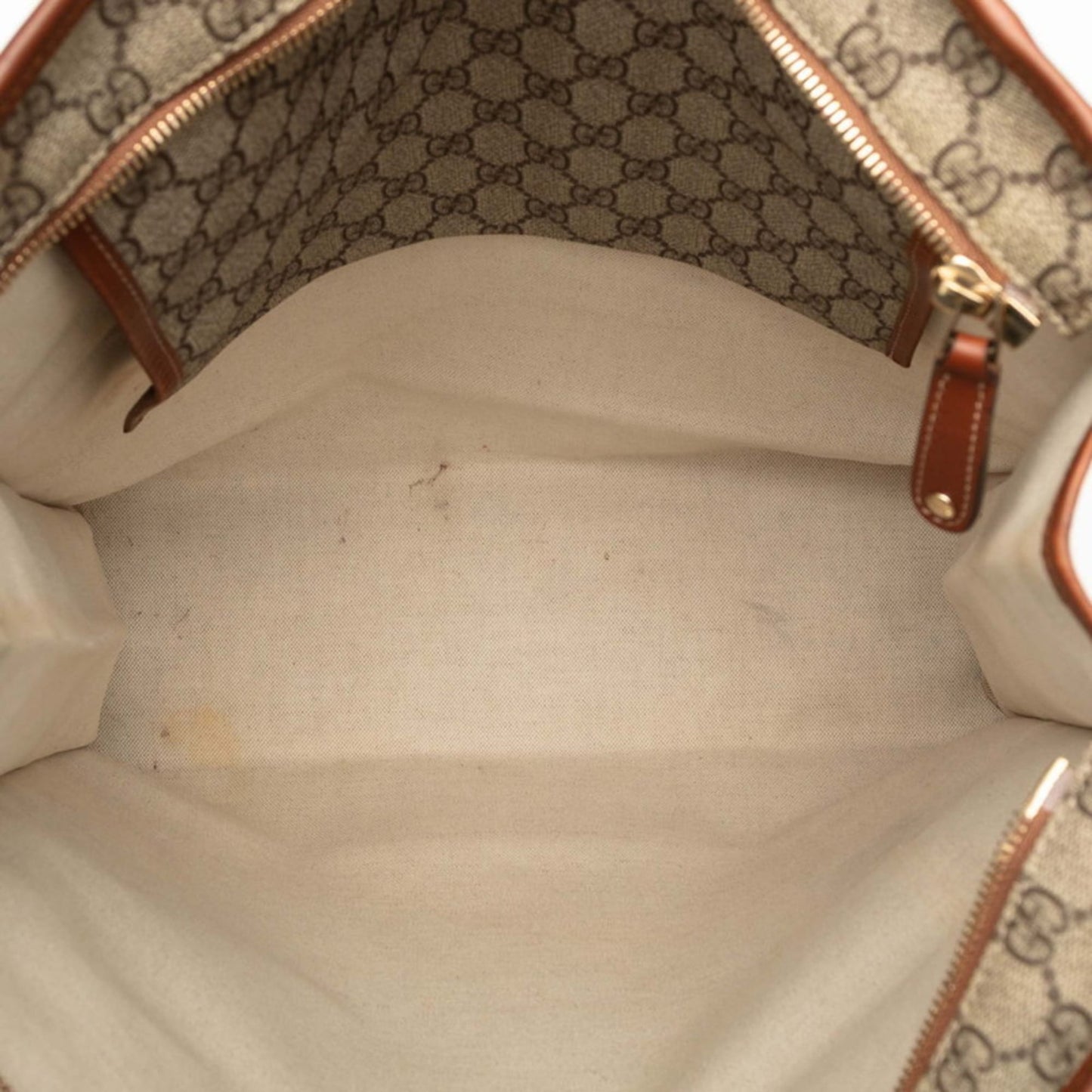 Gucci Beige Brown Gg Supreme Pvc Leather Tote Bag ( )