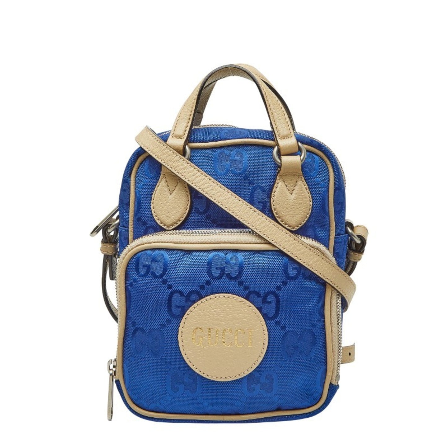 Gucci Blue Nylon Leather Handbag Shoulder Bag ( )