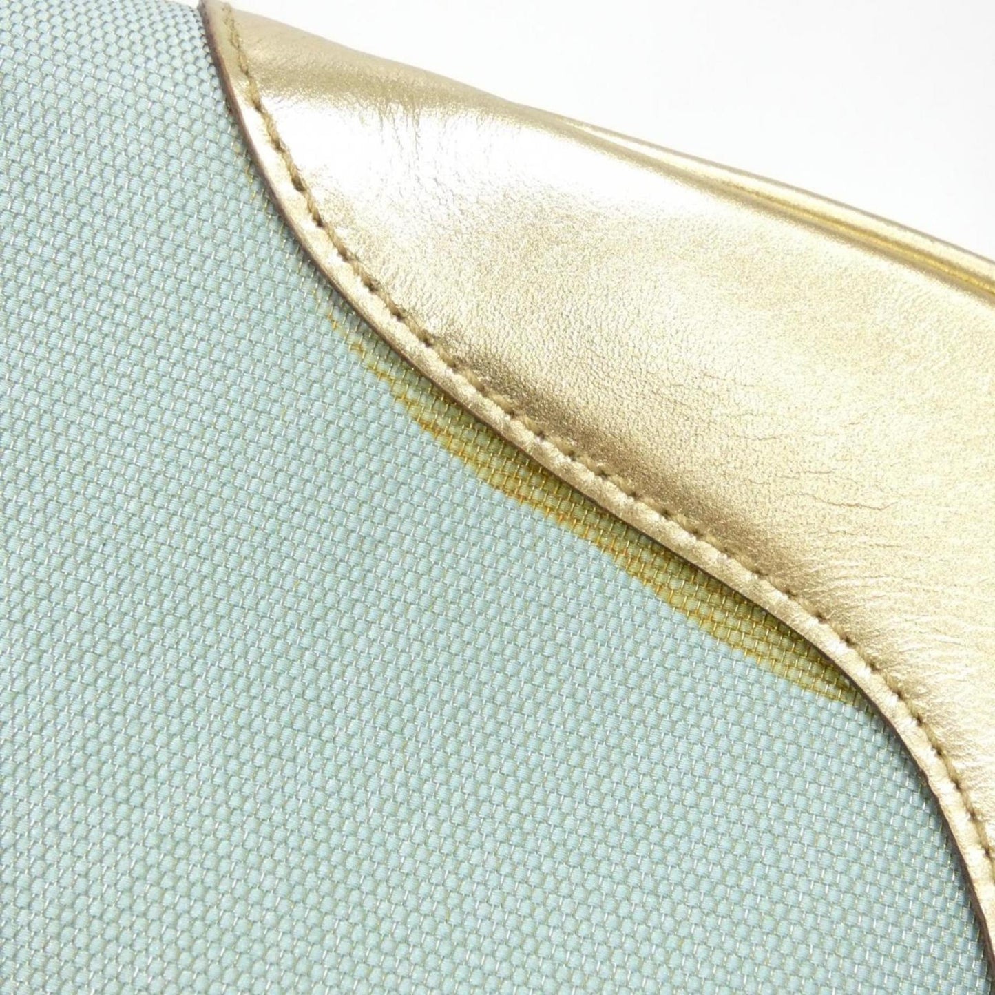 Gucci Gold Light Blue Canvas Leather Shoulder Bag ( )