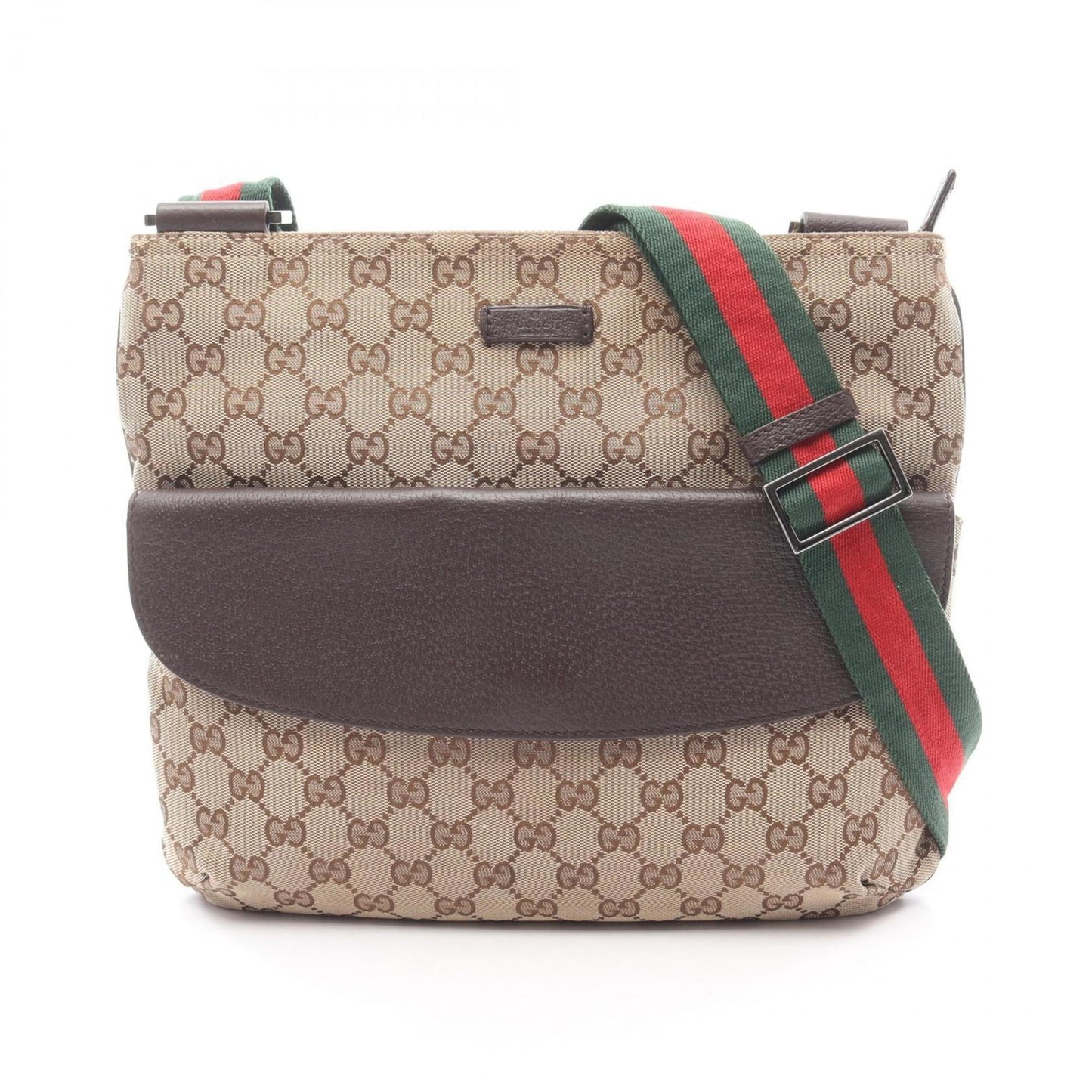 Gucci Beige Brown Multi-Color Gg Canvas Leather Shoulder Bag ( )