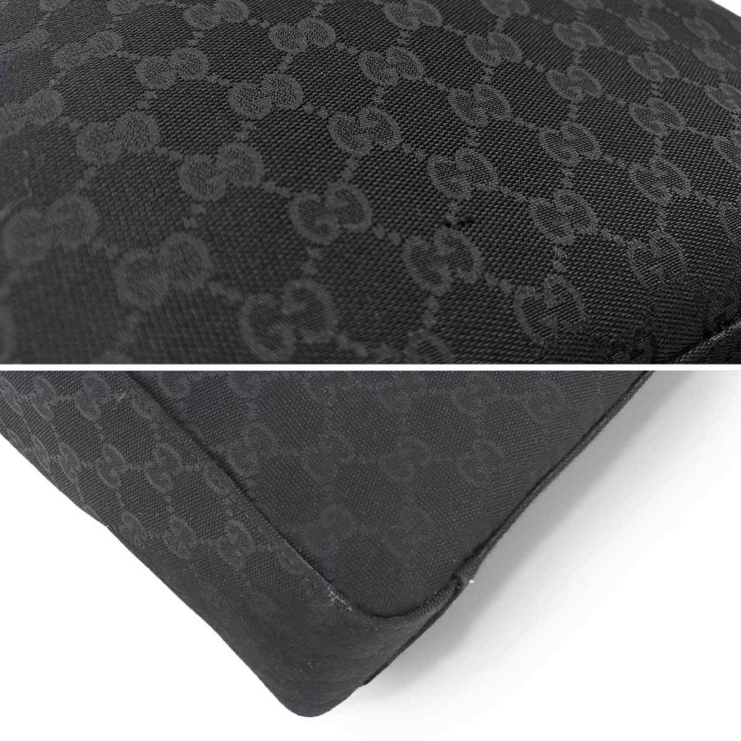 Gucci Black Gg Canvas Leather Tote Bag ( )