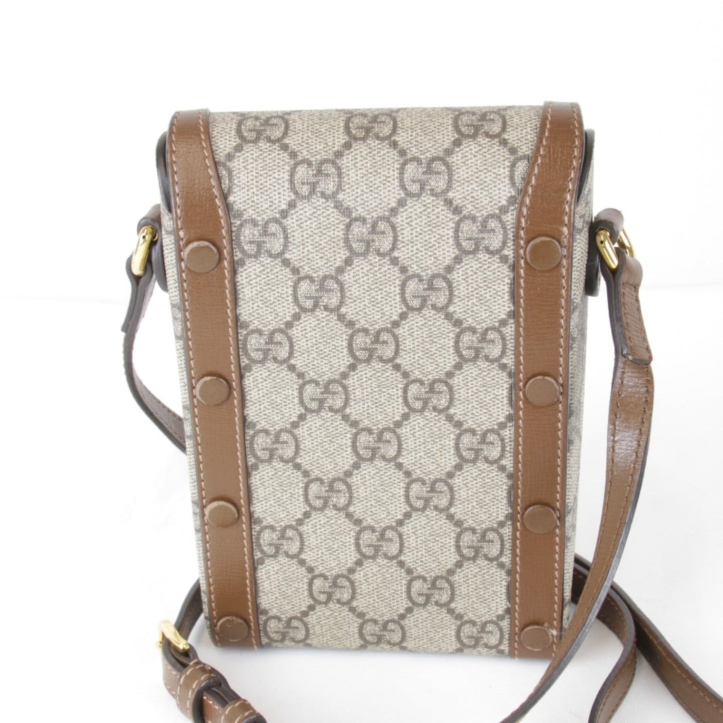 Gucci Horsebit Brown Gg Supreme Leather Shoulder Bag ( )