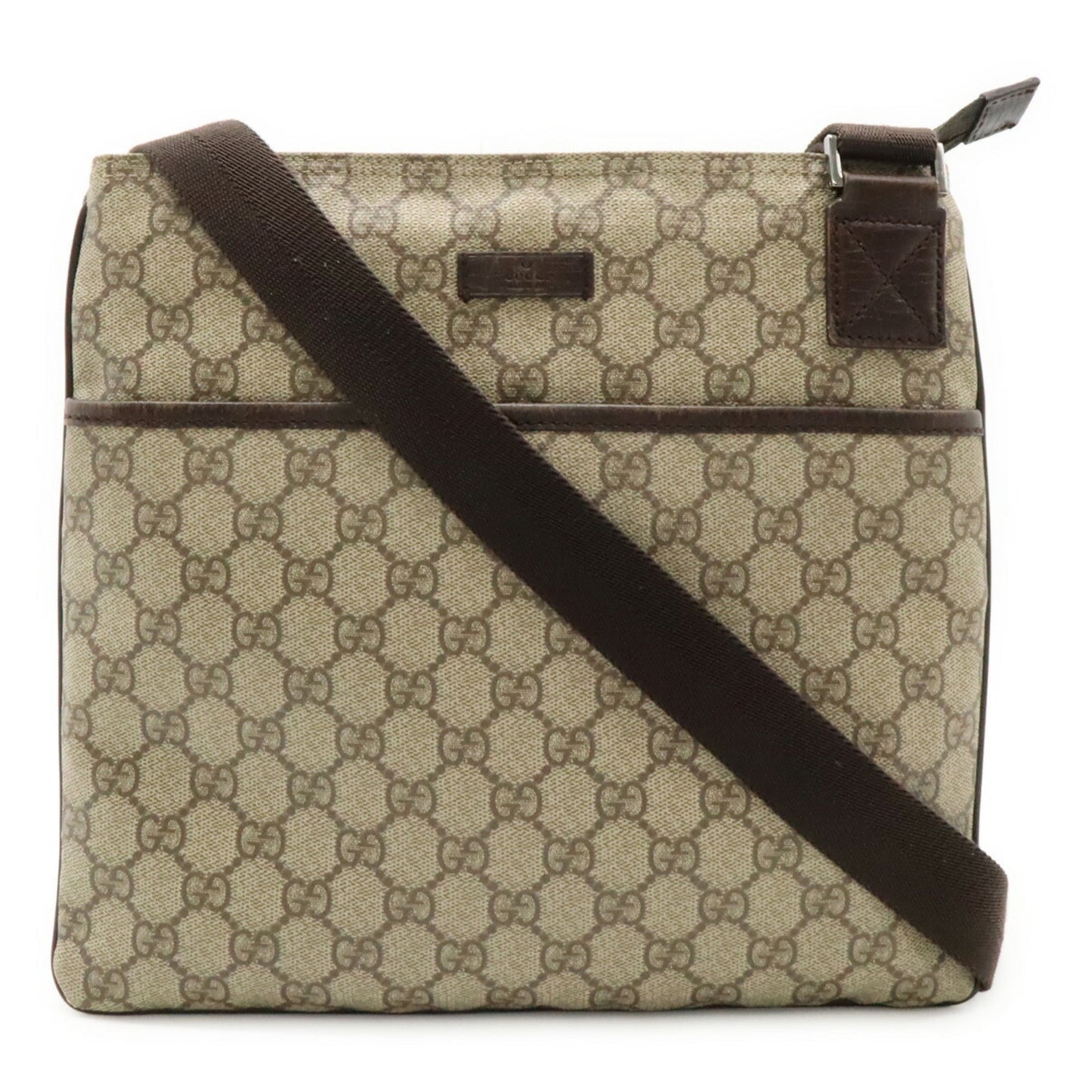 Gucci Beige Dark Brown Pvc Leather Shoulder Bag ( )