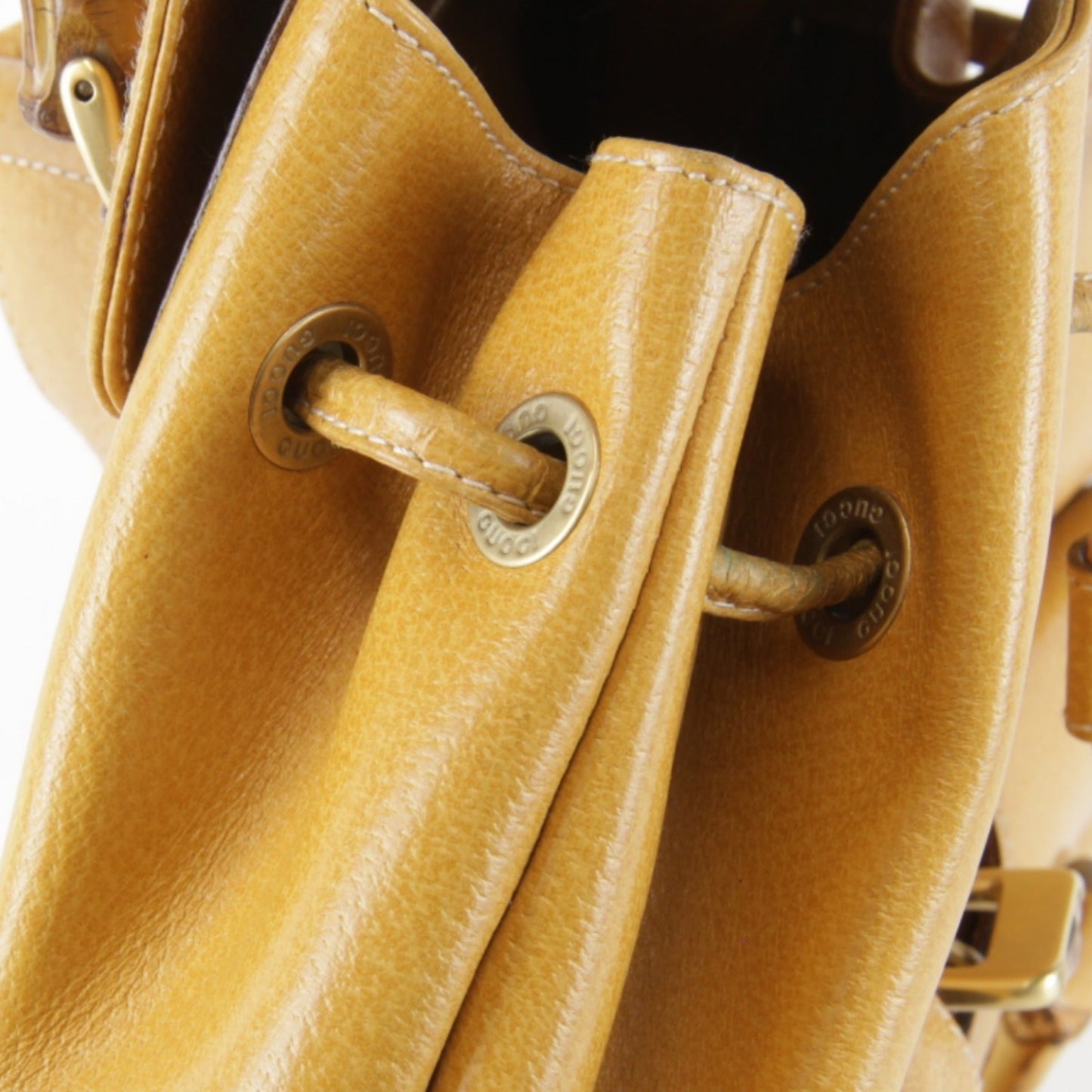 Gucci Black Leather Bamboo Backpack ( )