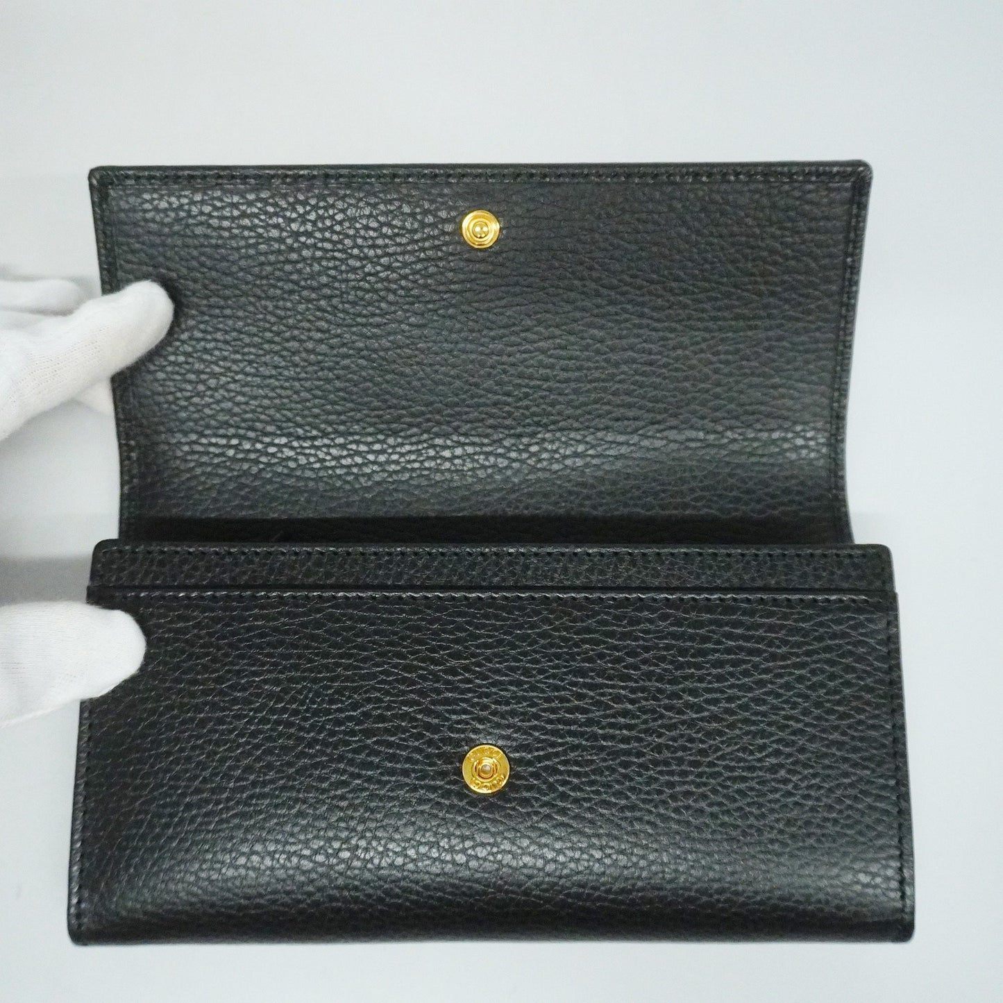 GUCCI Auth  GG Marmont Gold Hardware 456116 Women's Leather Long Wallet Black