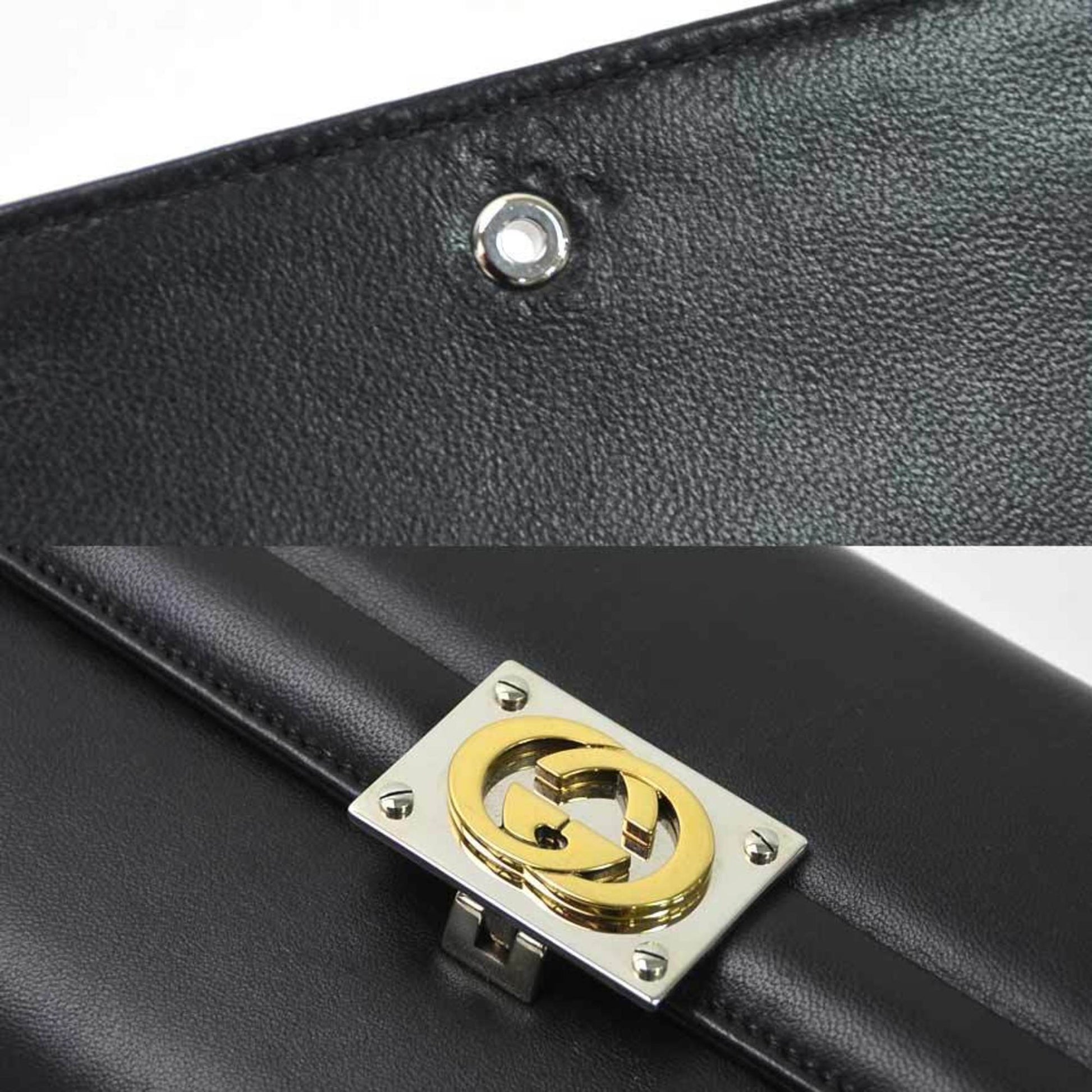 Gucci Interlocking G Black Leather Shoulder Bag