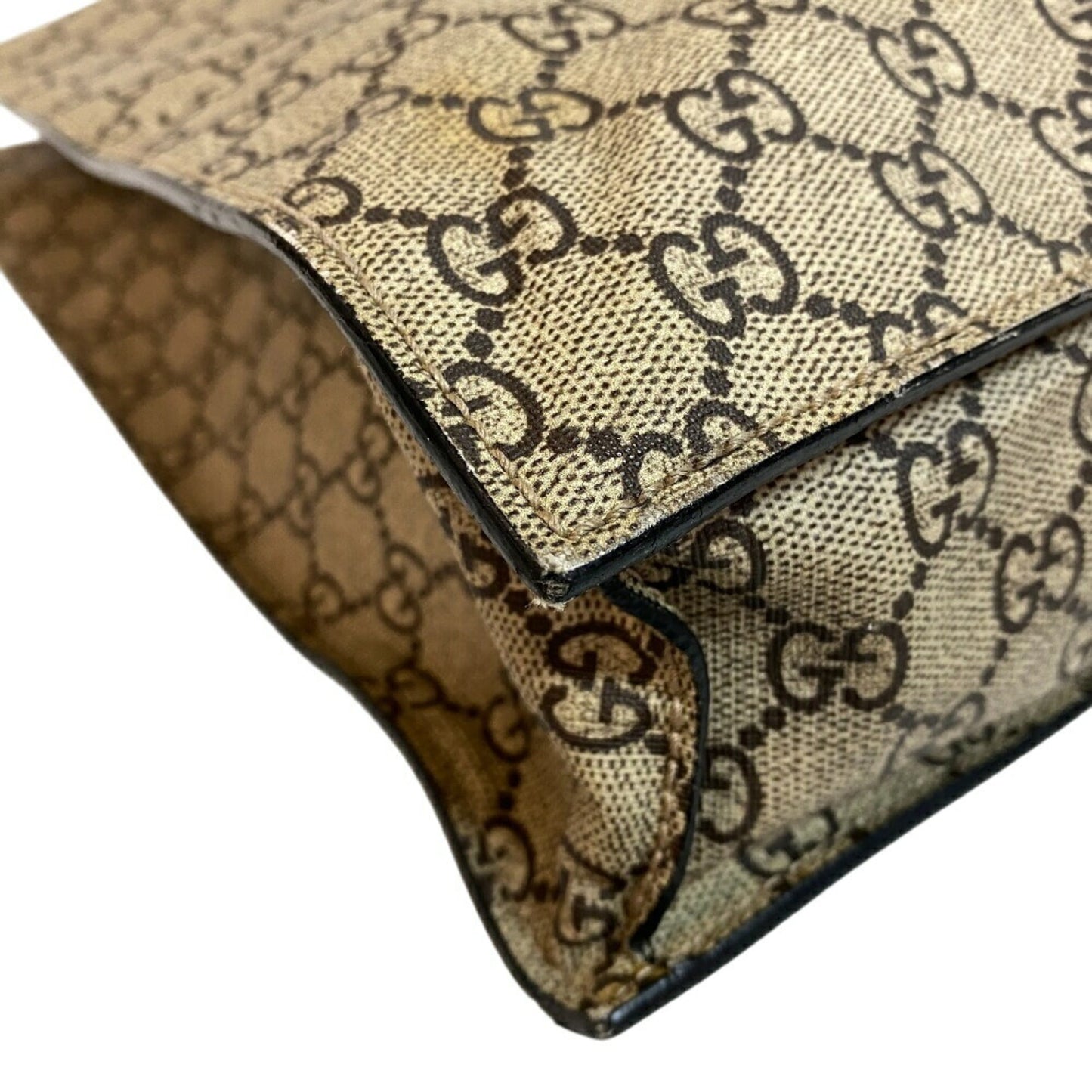 Gucci Beige Black Pvc Leather Tote Bag ( )