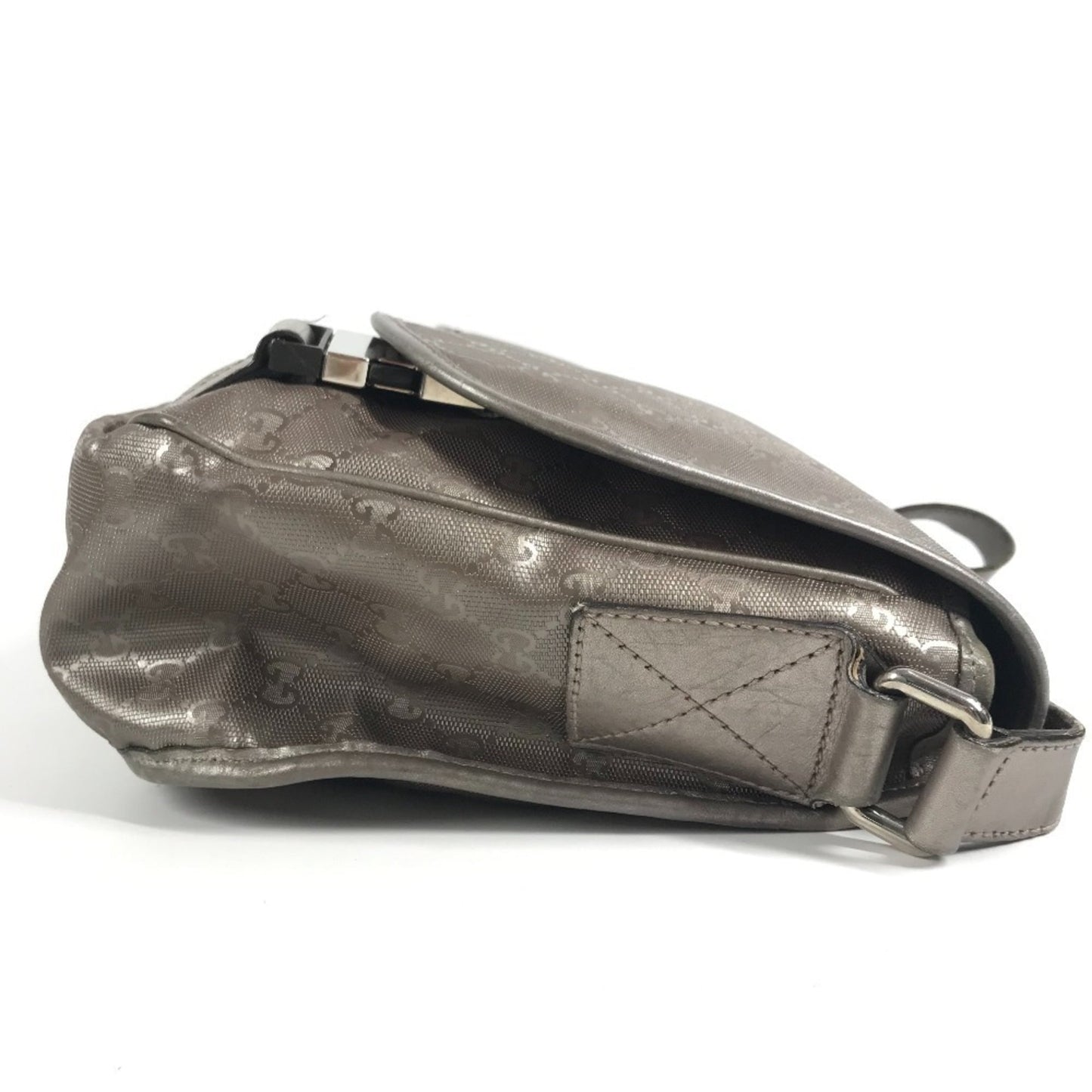 Gucci Metallic Gg ImprimÃ© Leather Messenger Bag Shoulder Bag ( )