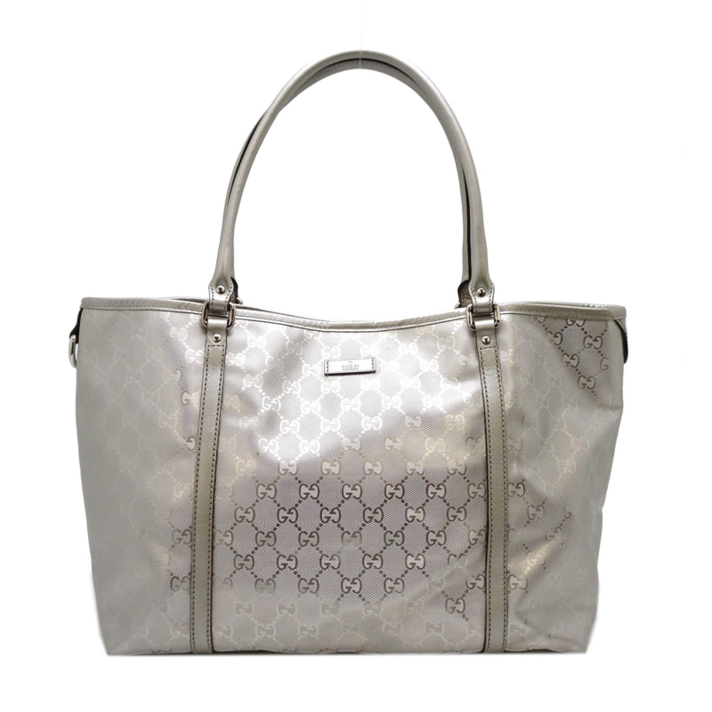 Gucci Silver Pvc Canvas Shoulder Bag Tote Bag ( )