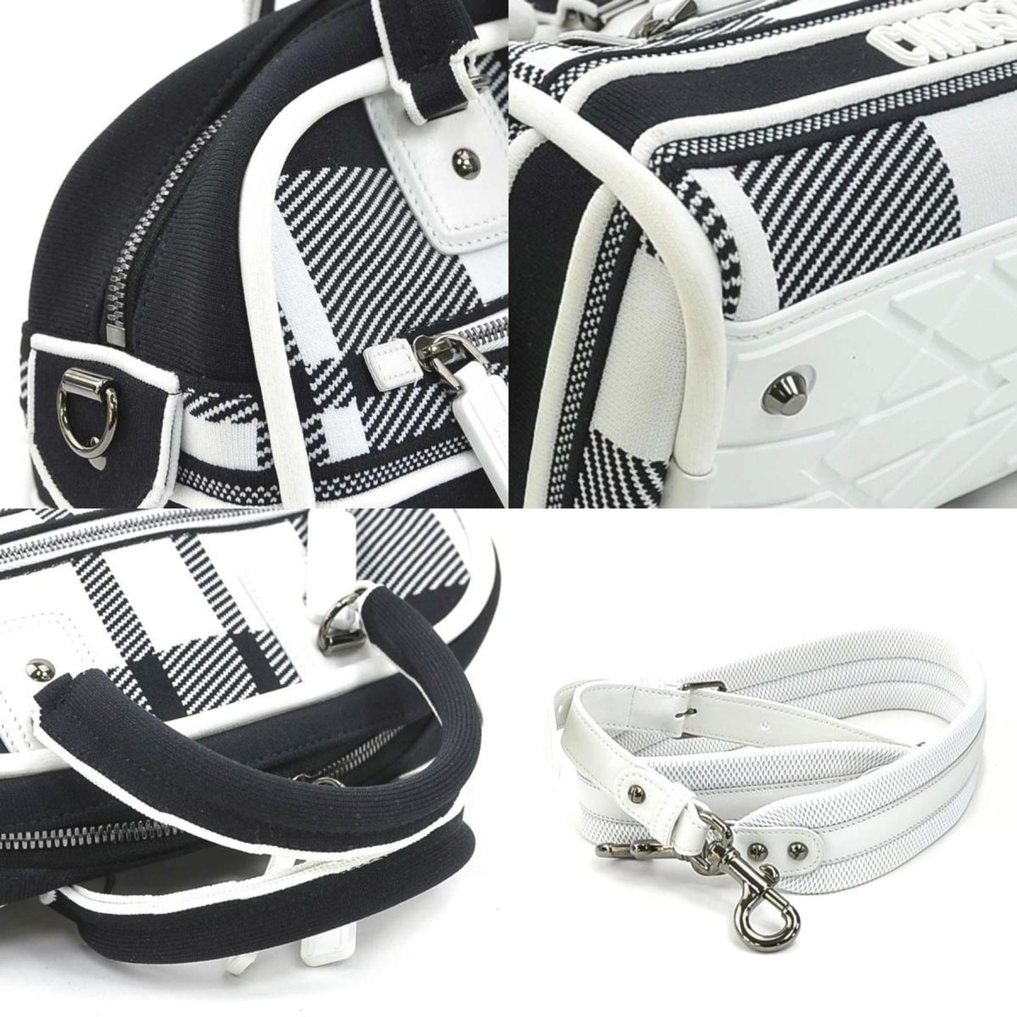 Christian Dior Black White Canvas Handbag Shoulder Bag ()