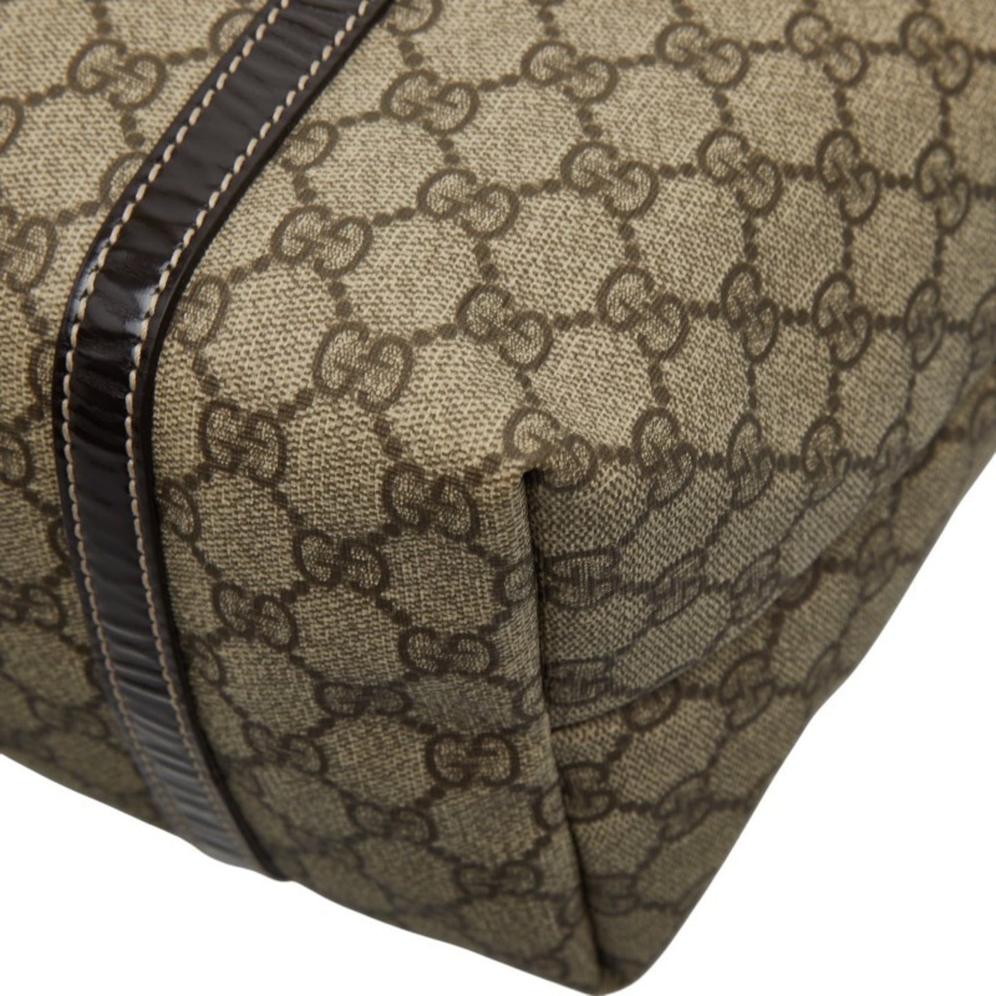 Gucci Beige Brown Pvc Leather Handbag Tote Bag ( )