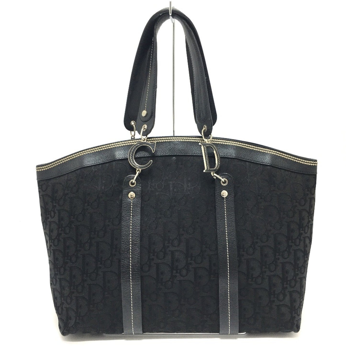 Christian Dior Black Canvas Leather Tote Bag ()